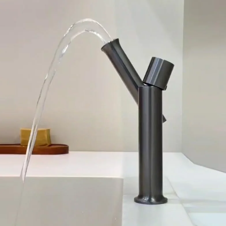 TYKHGFS Nikiel szczotkowany ze stali nierdzewnej 304, jednootworowa, montowana na blacie bateria łazienkowa, 2-trybowy wąż, 60 cm, armatura do gorącej wody zimnej (C)