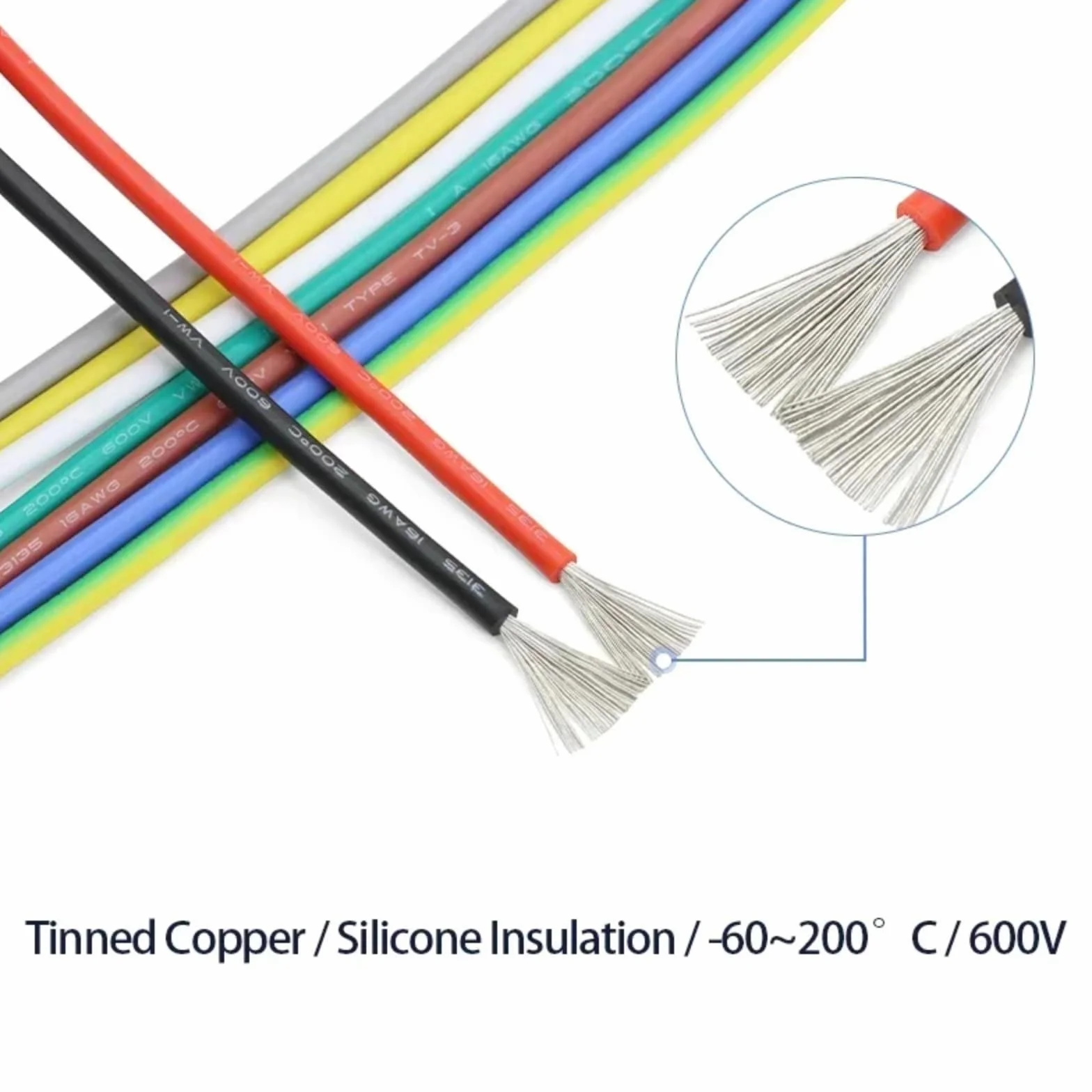 Kable elektroniczne UL3135 izolowany silikon miedź 30 28 26 24 22 20 18 16 14 12 10 AWG (szary; 1 metr; 30AWG)