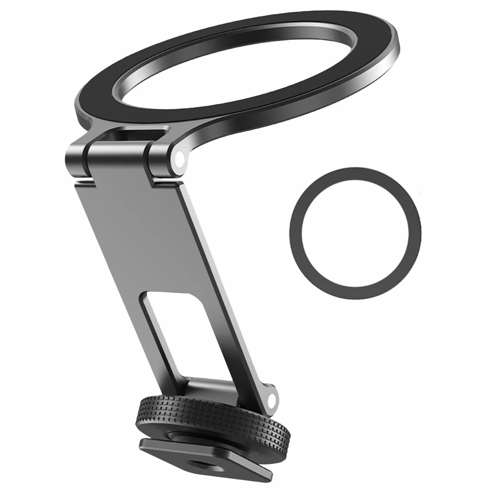 Metal Phone Tripod Mount Cold Shoe Phone Holder Portable Folding Cell Phone Clamp for Selfies Concert Travel Live Streaming
