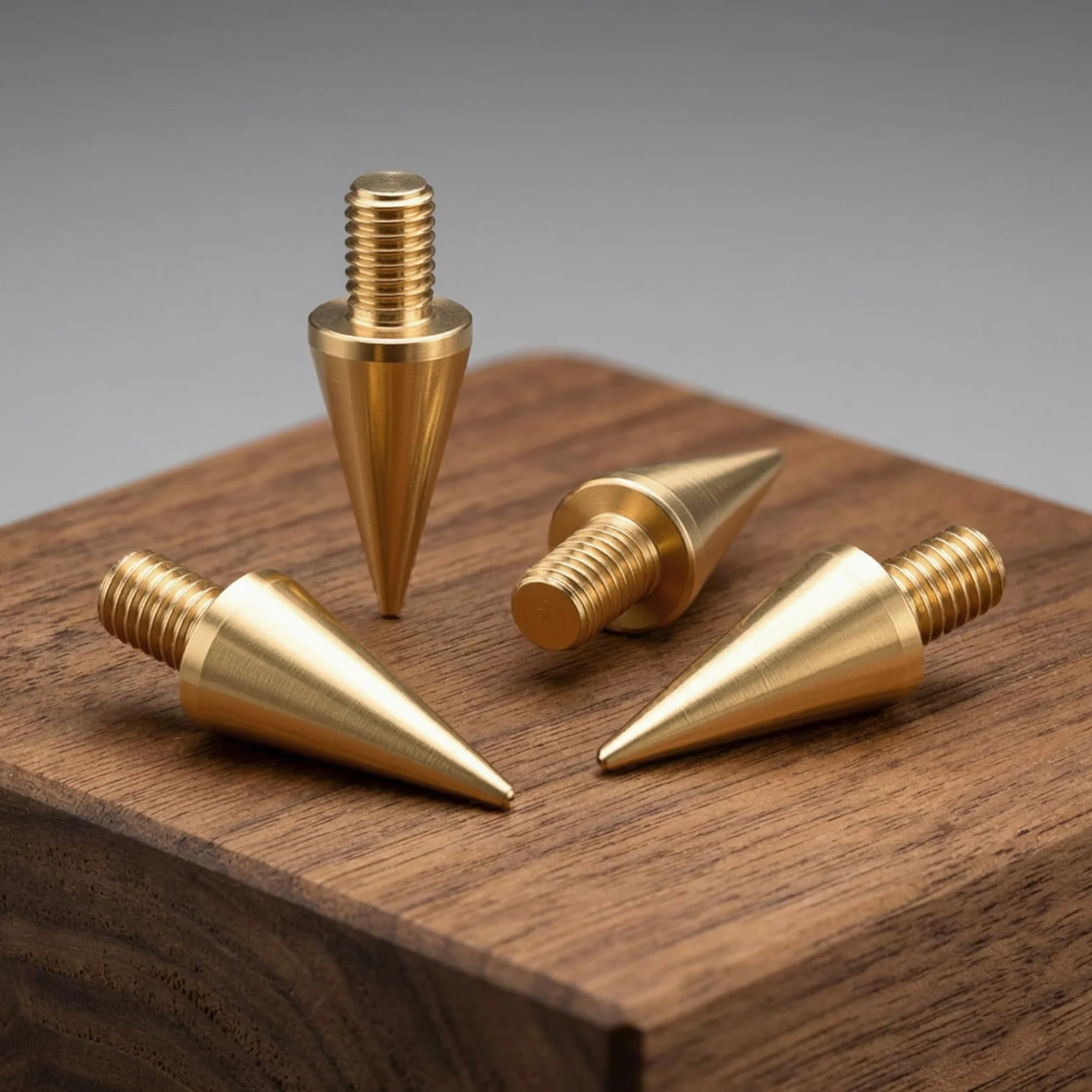 PrecisionGeek - Kolce Głośnikowe M5 x 7mm L- 20mm, Mosiądz (4 sztuki)