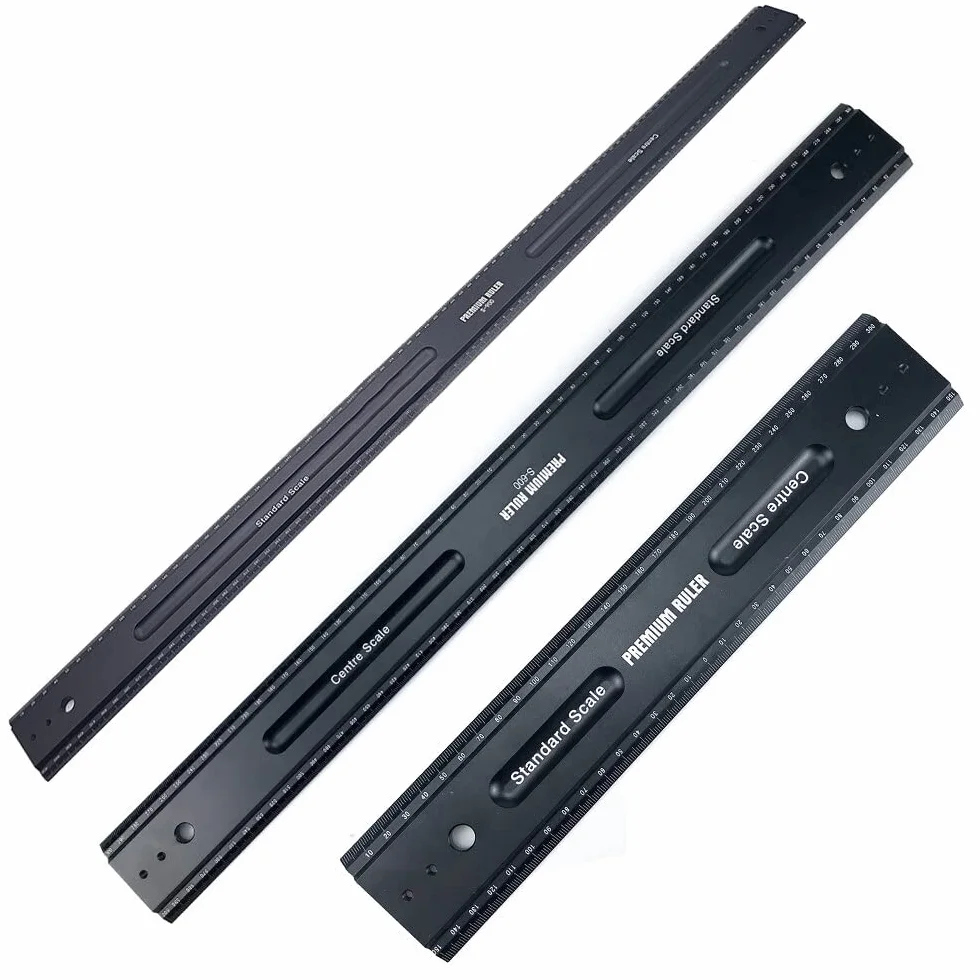 VIDOO Linijka Znakująca 300/600/900mm Stop Aluminium Rysik Stolarski Wielofunkcyjna Miara Pomiarowa-300mm