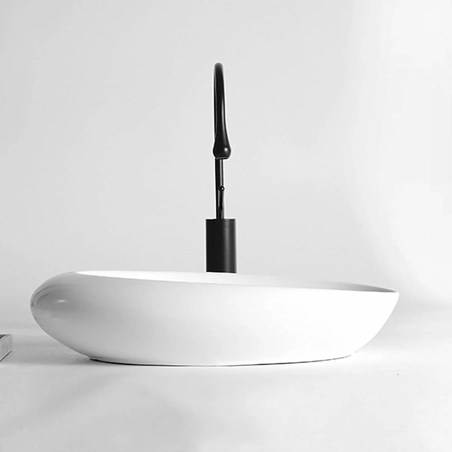 Ceramiczna Umywalka Łazienkowa Nablatowa, Umywalka Łazienkowa - Umywalka Nablatowa, Umywalka Ceramiczna Z Górnym Blatem, Projekt Owalny,58x37x13cm