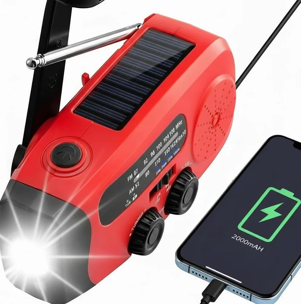 Podniesienie radia słonecznego, radio awaryjne, przenośne awaryjne radio słoneczne, power bank 2000 mAh, alarm SOS, ładowarka do telefonu USB, do użytku awaryjnego