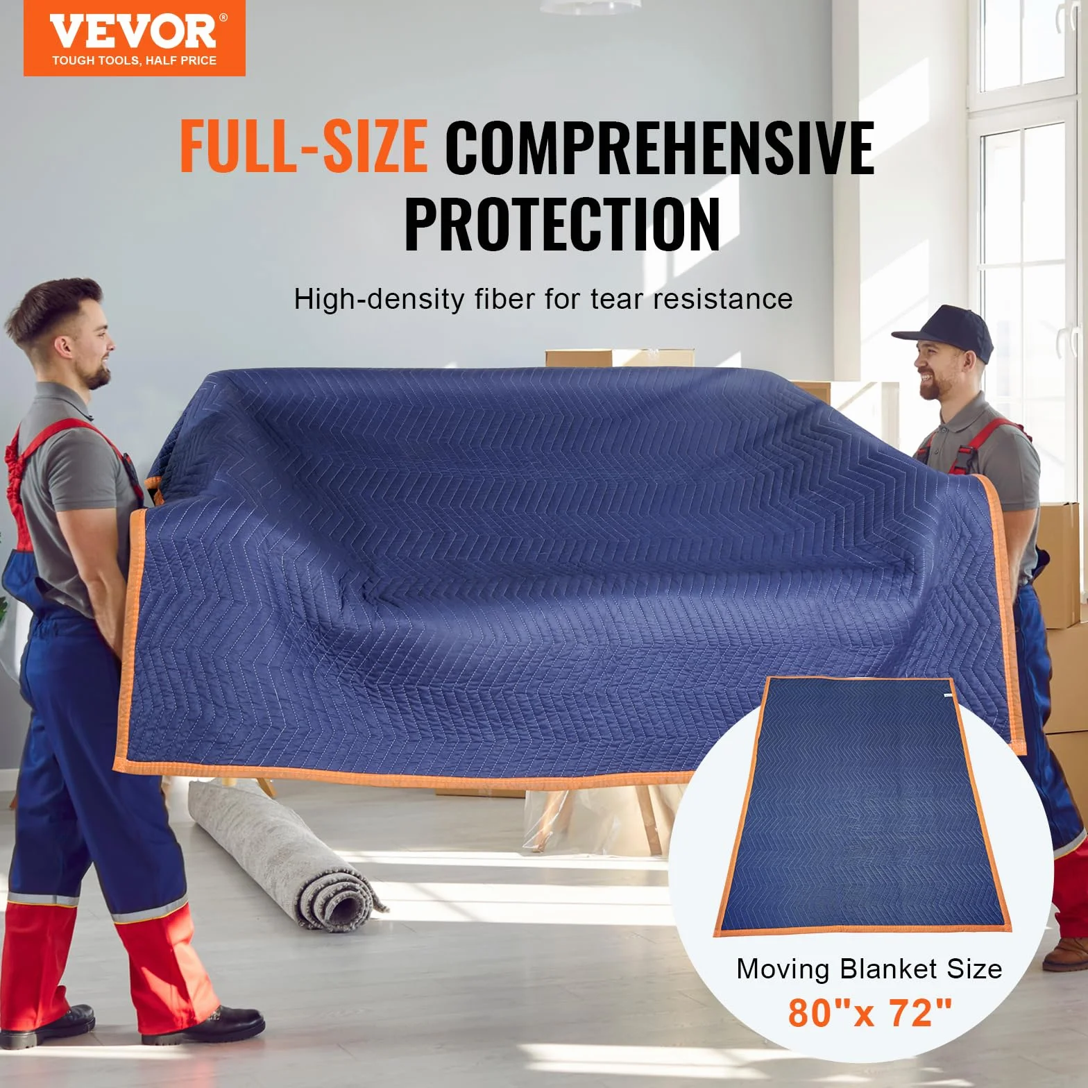 VEVOR Moving 12 203.2 cm x 183.9 cm (19.1 kg/dz Waga) Profesjonalne koce do pakowania włókniny i recyklingu bawełniane, niebieskie