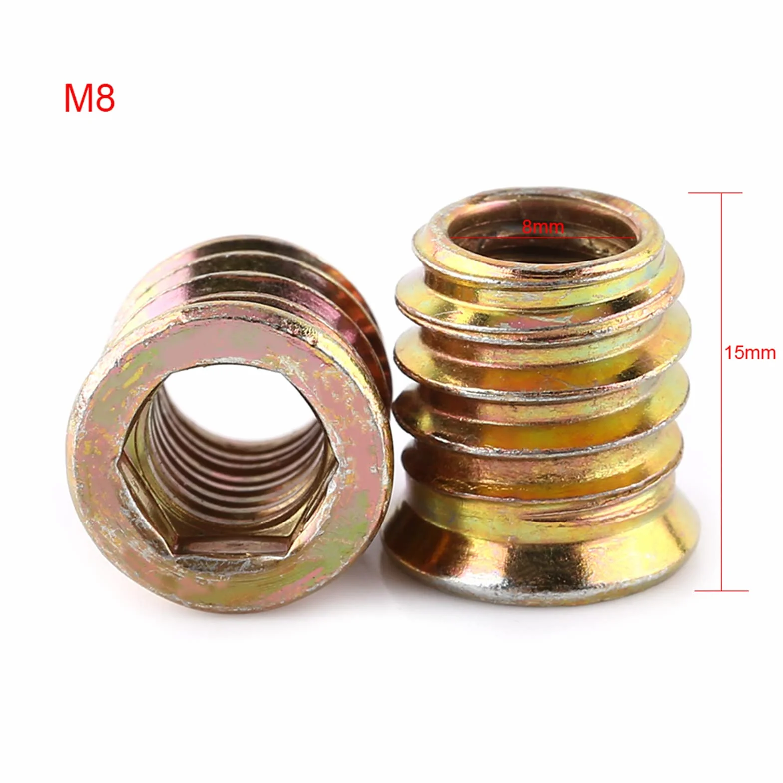 M6/M8/M10 Śruba meblowa z łbem płaskim z zagłbkiem zewnętrznym 20 szt./opakowanie (M8 x 15 mm)