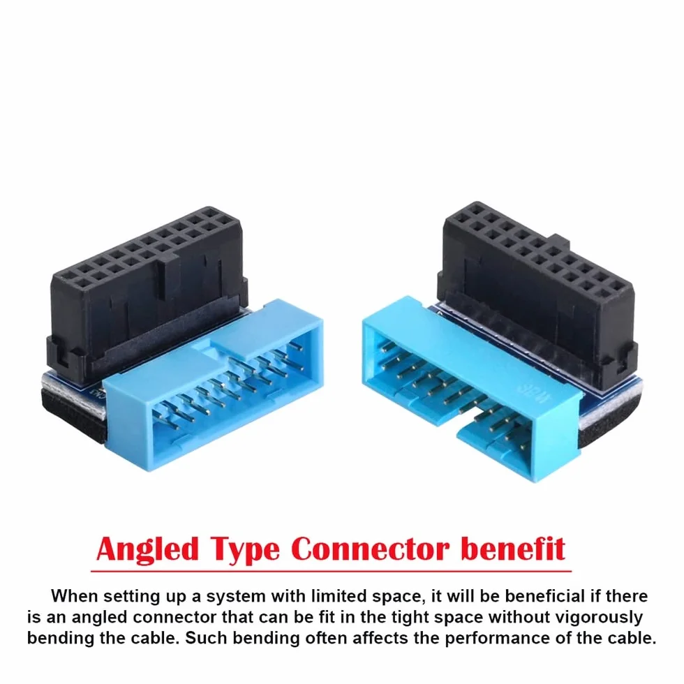 Adapter kątowy USB 3.0 20Pin 19Pin męski na żeński 90 stopni