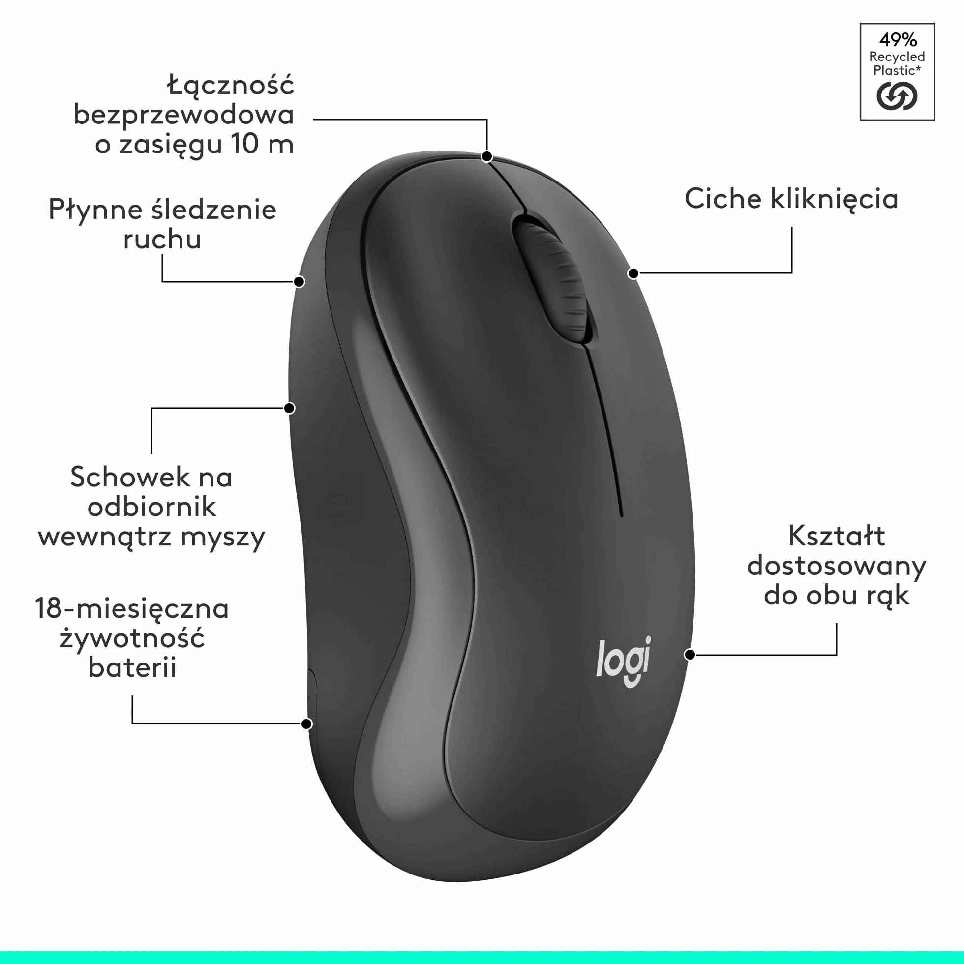 Logitech MK295 Silent, zestaw myszy i klawiatury bezprzewodowej, SilentTouch, QWERTY US Intl - Szary