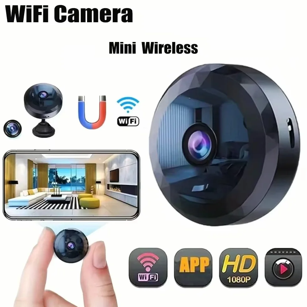 Mini kamera bezpieczeństwa WiFi 1080p HD bezprzewodowy nadzór wewnętrzny z noktowizorem wykrywanie ruchu sterowanie aplikacją mobilną czarna
