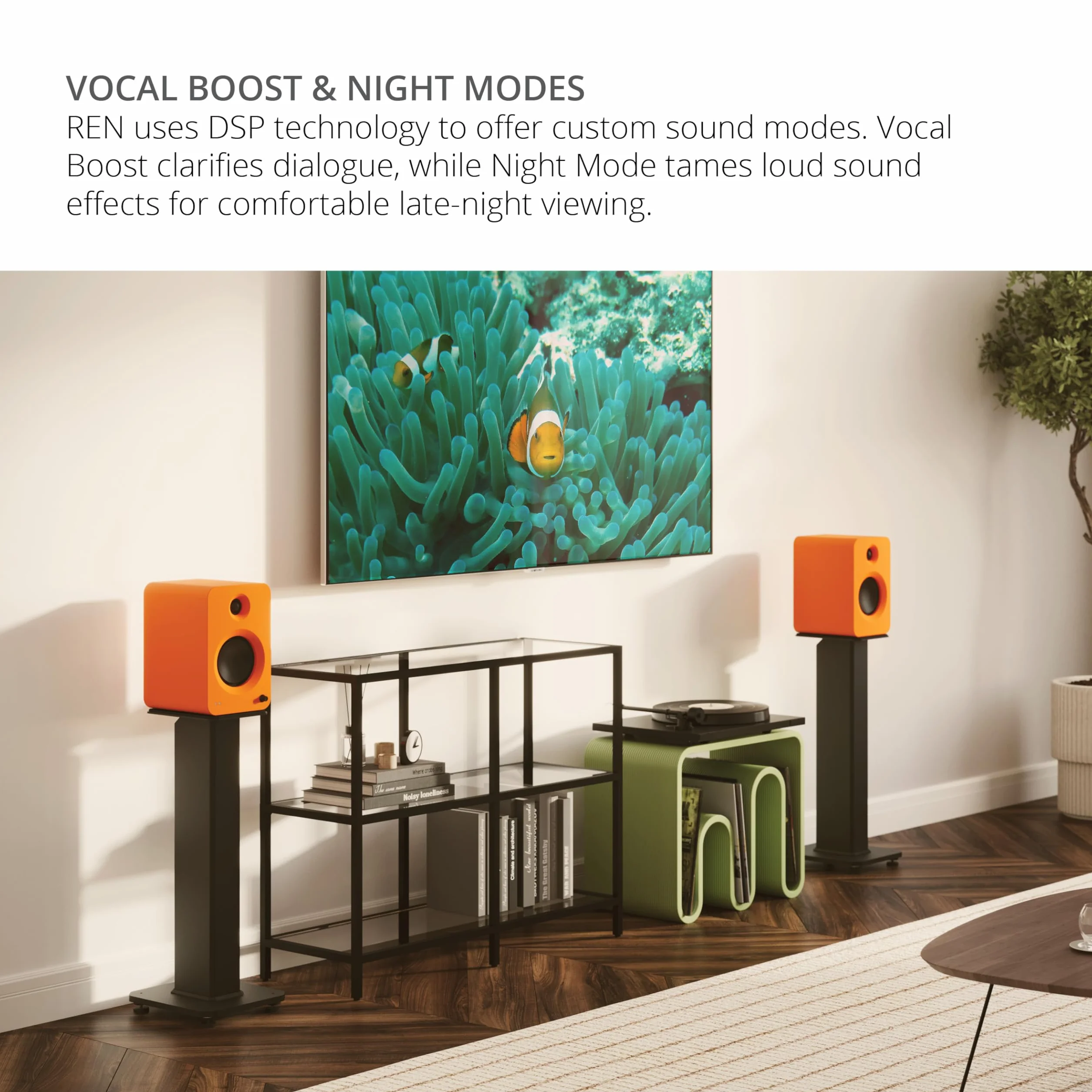 Kanto REN 200W Powered Speaker System HDMI ARC TV Home Theater USB-C Bluetooth 5.3 Black Matte