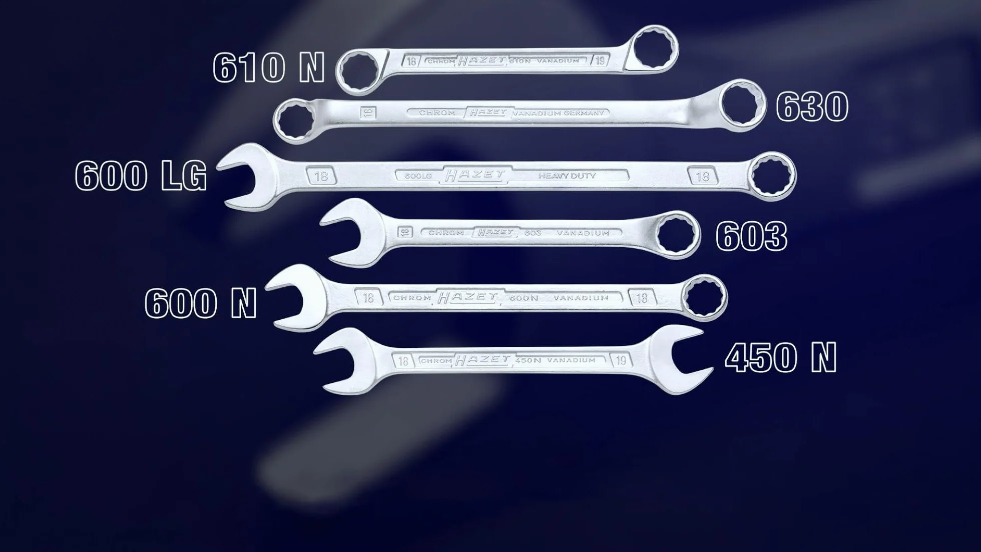 HAZET 600NA/12-1 zestaw kluczy płasko-oczkowych 1/4"-1 5/16" 12-częściowy, chromowany