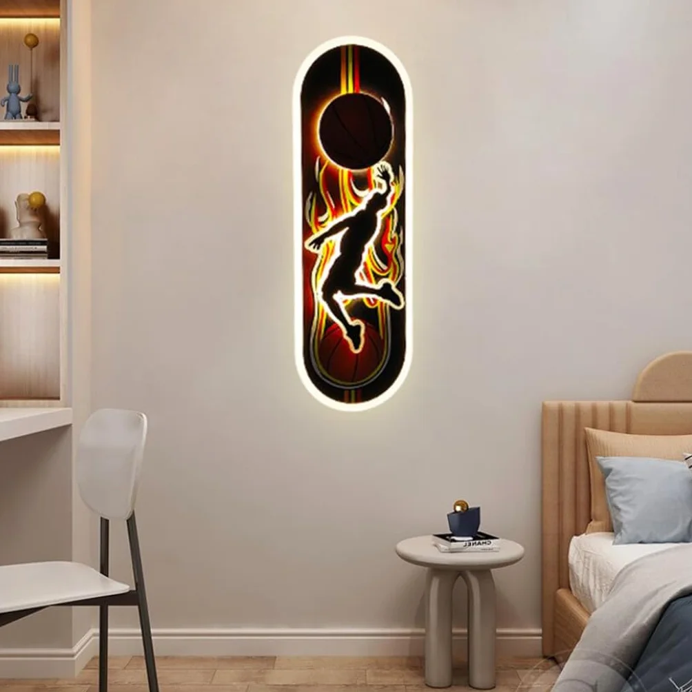 Lampa sufitowa LED do koszykówki design dla dzieci lampa ścienna ściemnialna lampa sufitowa dla dzieci LED 44 W deskorolka światło chłopiec sypialnia oświetlenie wewnętrzne oprawy oświetleniowe