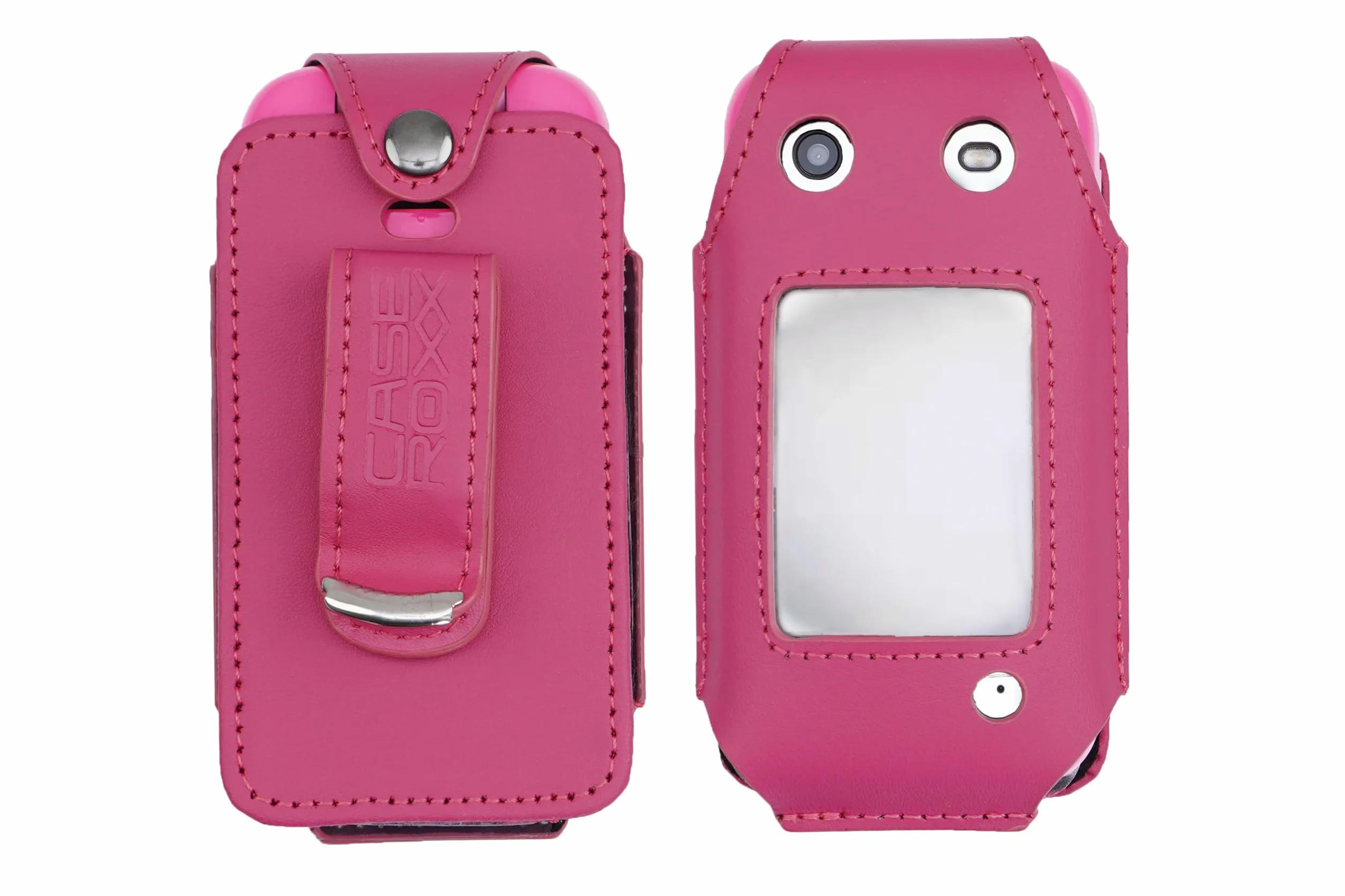 Skórzane etui z klipsem do paska Nokia HMD 2660 Flip Barbie Phone różowe z prawdziwej skóry