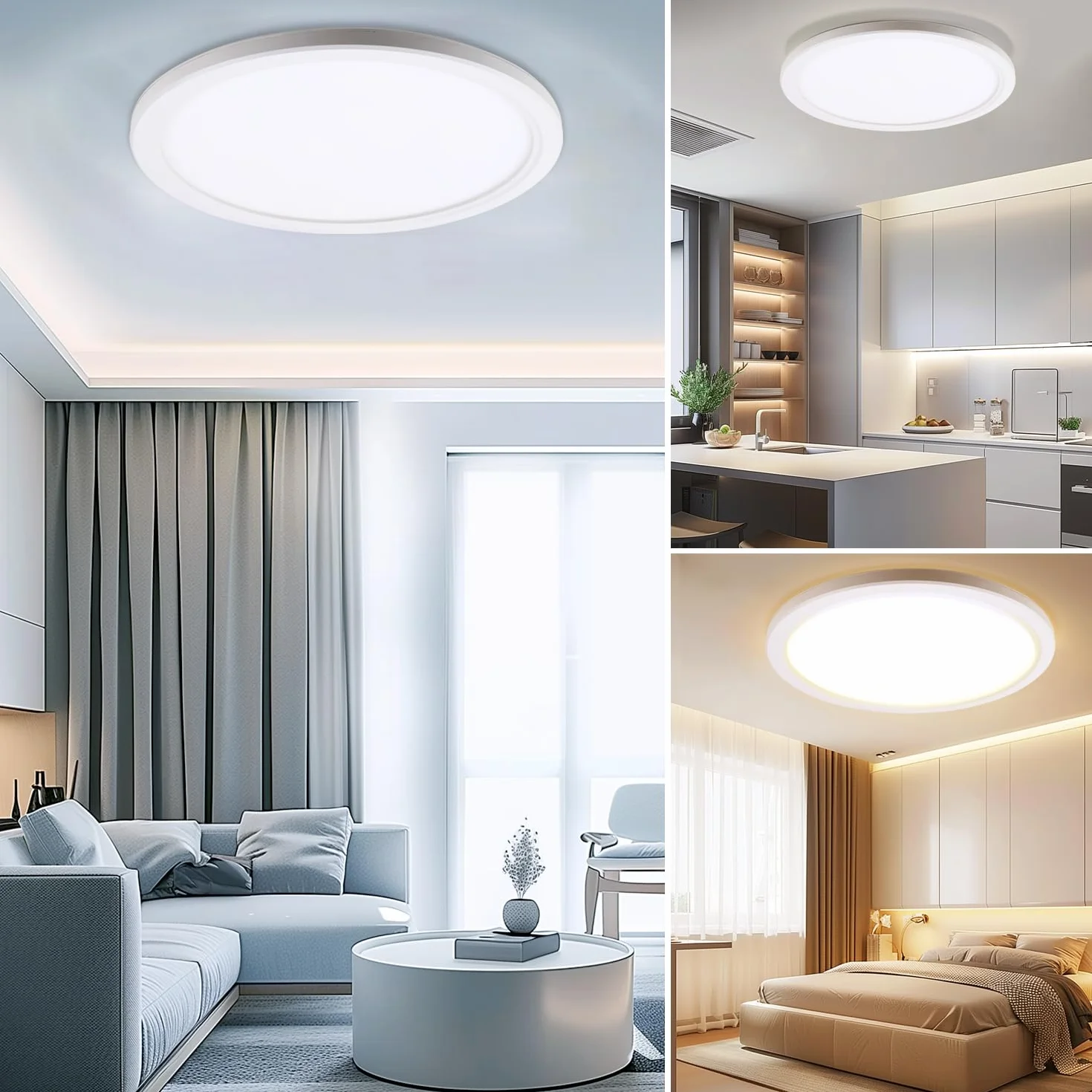 DA LIGHT Płaska lampa sufitowa LED 18 W 2000 lumenów, łazienkowa lampa sufitowa 22 cm IP54 wodoodporna, okrągły panel LED 3000/4000/6000K 3CCT regulowany, do kuchni, korytarza, salonu, sypialni