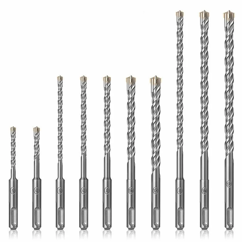 Zestaw wierteł udarowych SDS Plus, wiertło do muru o długości 110/160/210/310 mm, wiertło do muru z węglika spiekanego z końcówką krzyżową, do muru, kamienia, betonu, cegły(9PCS)