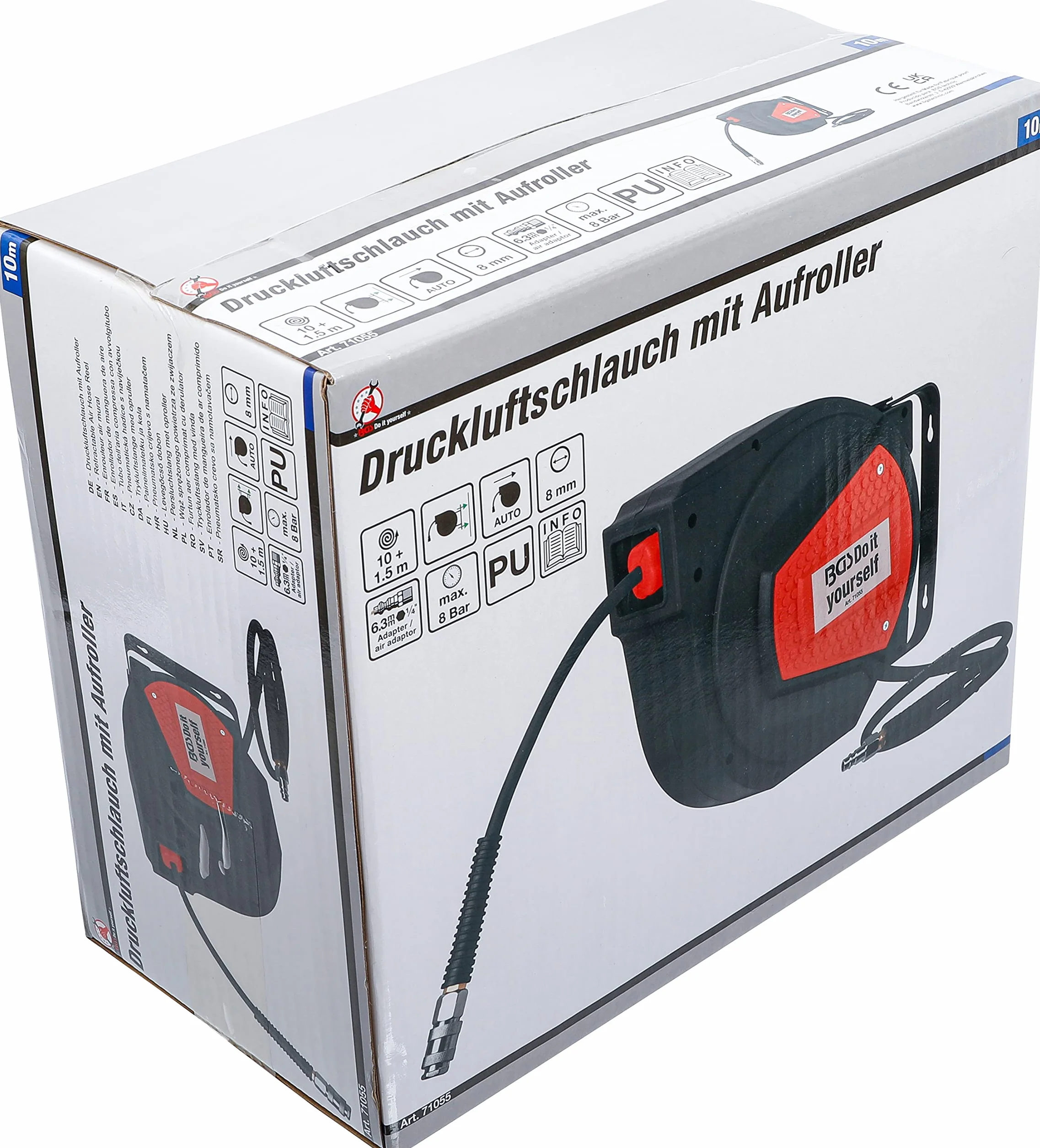 BGS Diy 71055 | Wąż sprężonego powietrza ze zwijaczem | automatyczny | 10 m + 1,5 m