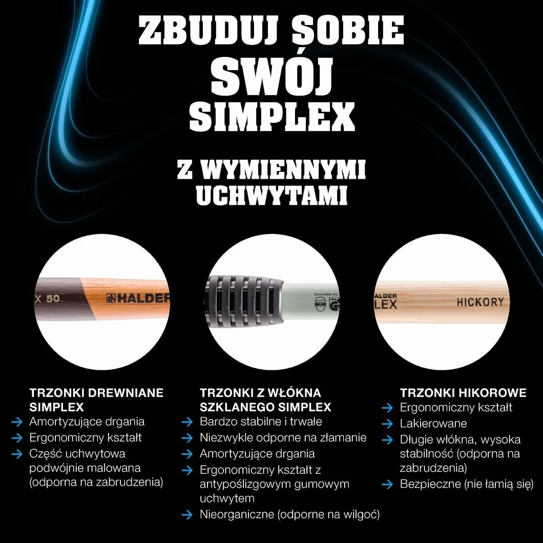 Obuch do młotka z miękkim bijakiem SIMPLEX z tworzywa sztucznego 30mm HALDER