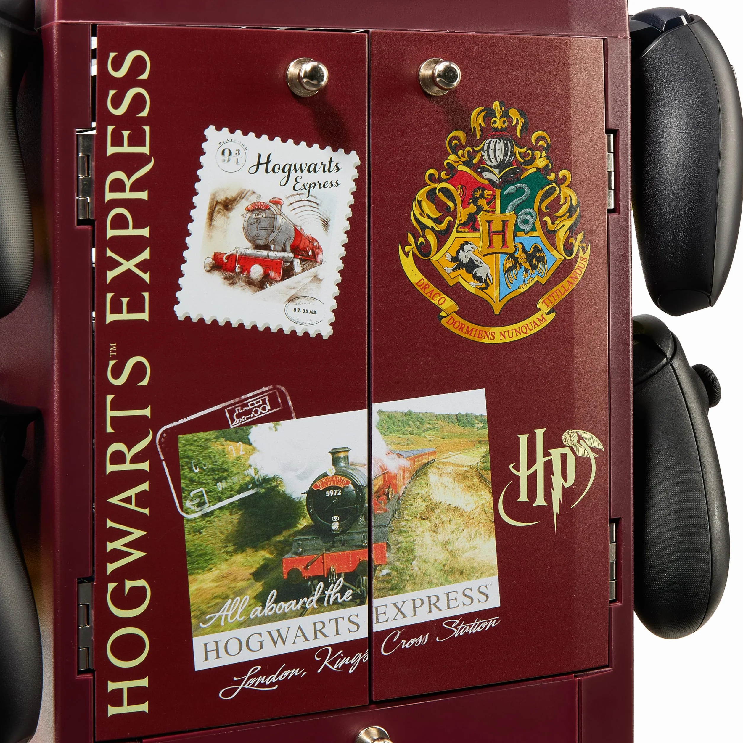 Numskull Oficjalny stojak do przechowywania gier Harry Potter Quai 9 ¾, pomieści 10 gier/DVD, 4 kontrolery, zestaw słuchawkowy