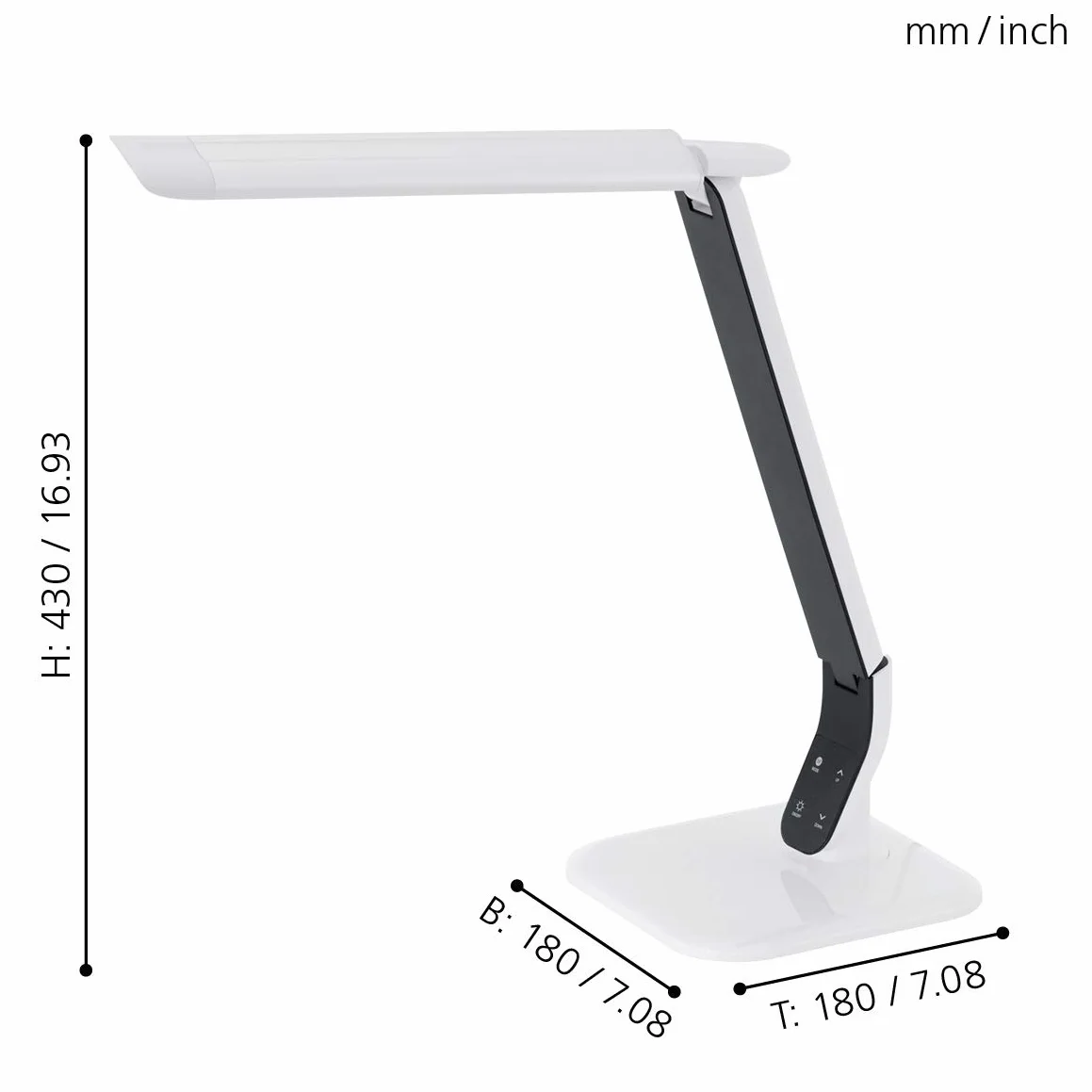 EGLO Lampa stołowa LED Sellano, 1-płomienna z dotykiem | zmiana barwy światła (ciepła, neutralna, zimna), ściemnialna, biurkowa z tworzywa i stali, biała, czarna