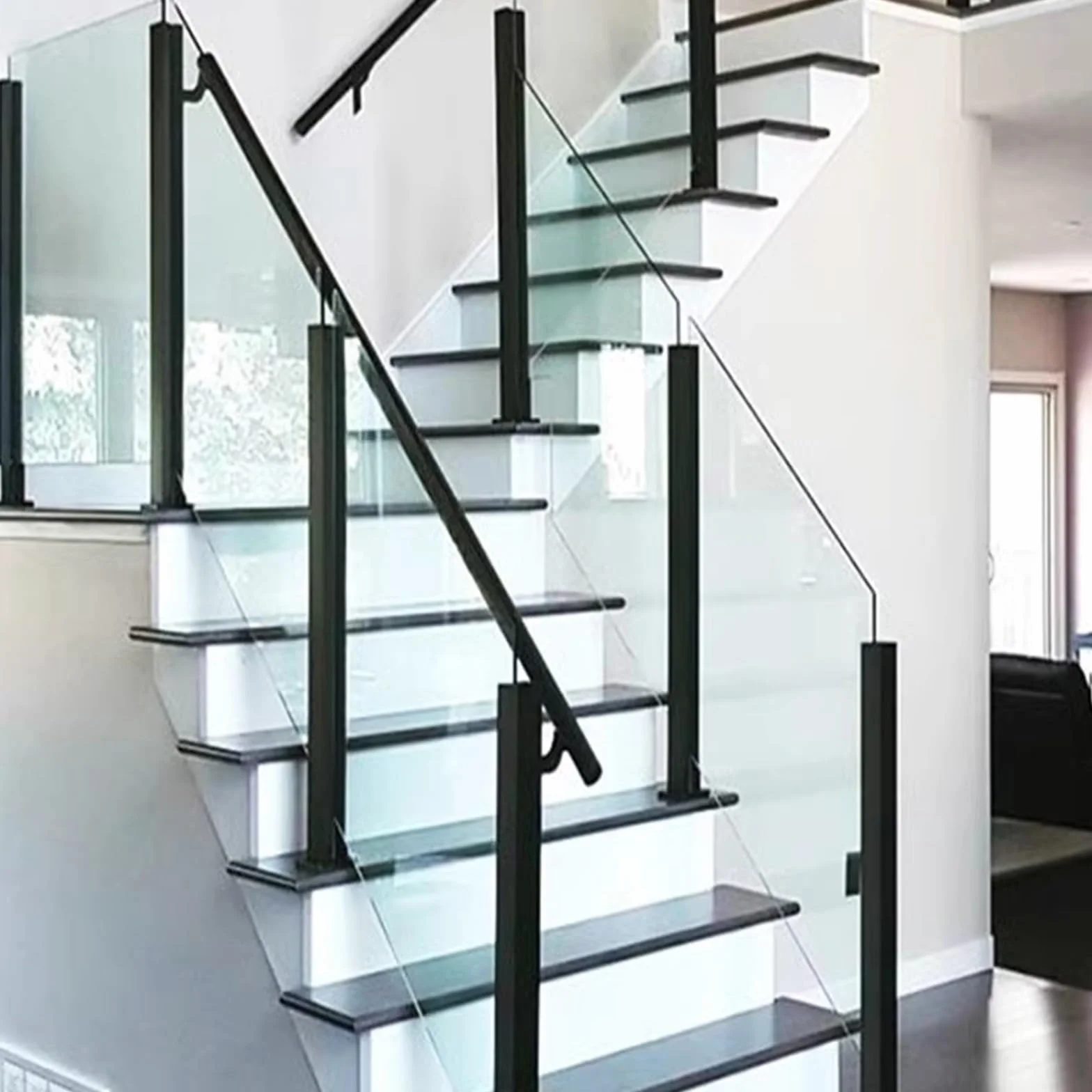 Kwadratowy słupek końcowy ze stali nierdzewnej do balustrady szklanej 100/115/130/150 cm, zestaw do balustrady schodowej, trwały i stylowy element wyposażenia domu