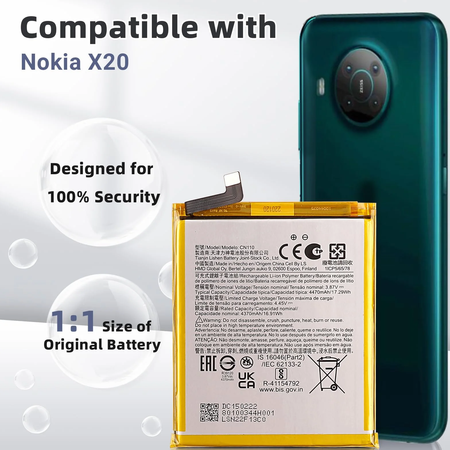 CN110 zamiennik akumulatora kompatybilny Nokia X20 X100 5G