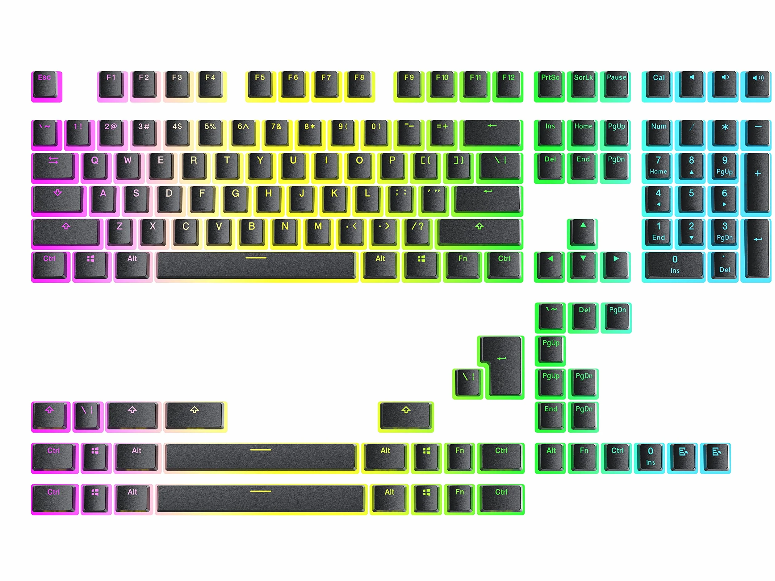 Klawisze Pudding v2 PBT 145 Klawisze ANSI US ISO Profil OEM do Mechanicznej Klawiatury Gier RGB Czarny
