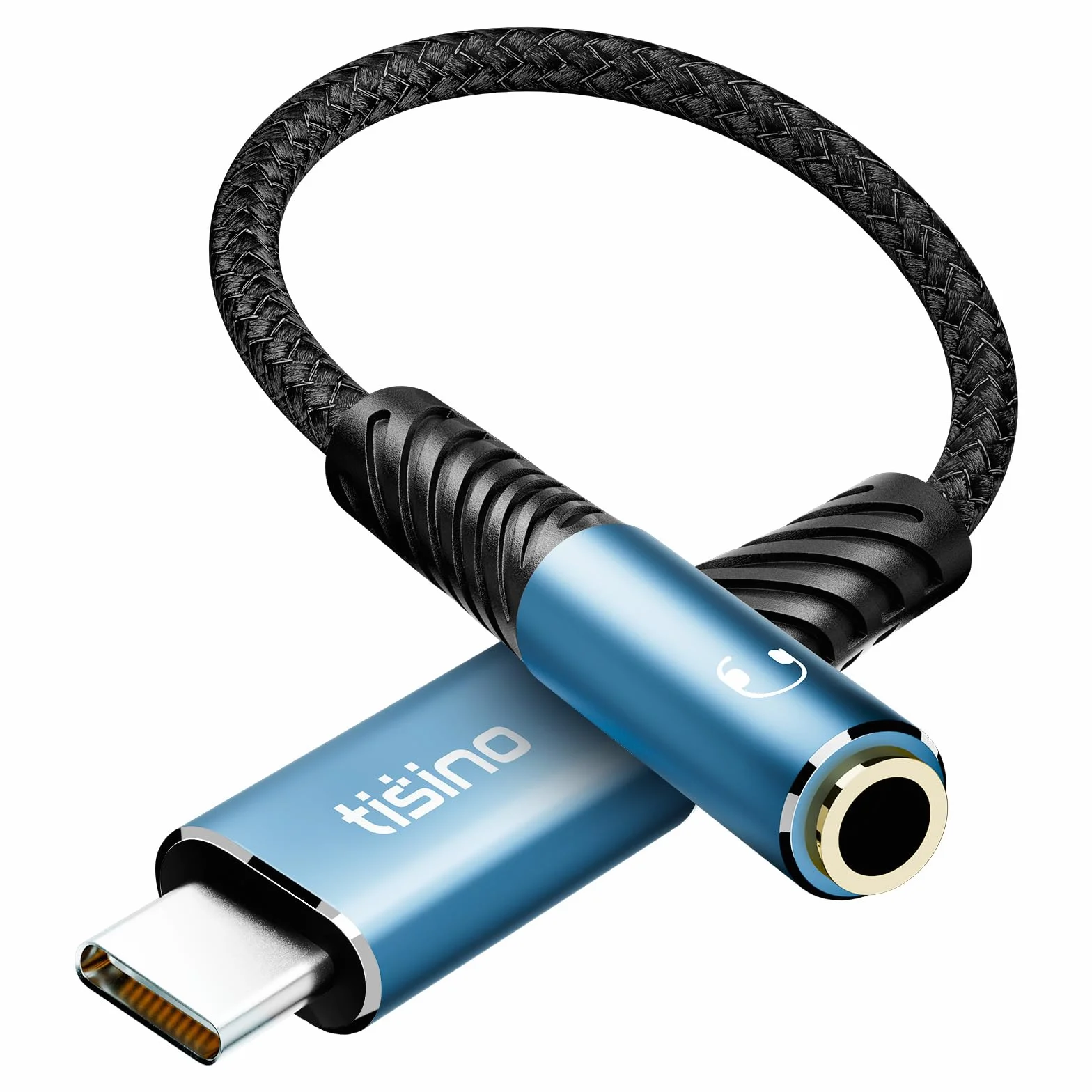 Tisino Adapter USB C na Jack 3,5 mm TRRS Żeński, Hi-Res DAC 384kHz/32Bit, Kabel USB C na AUX do Słuchawek, Kompatybilny z iPhone 16/15, Galaxy S24/S23/S22 1m