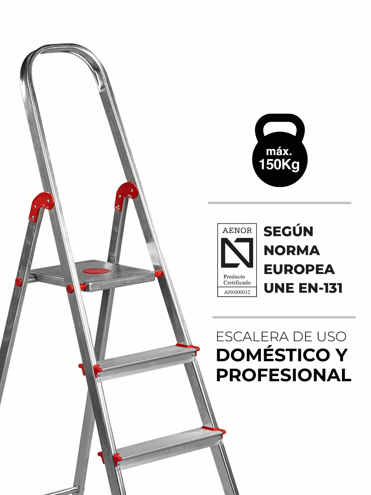 Drabina aluminiowa z 5 stopniami