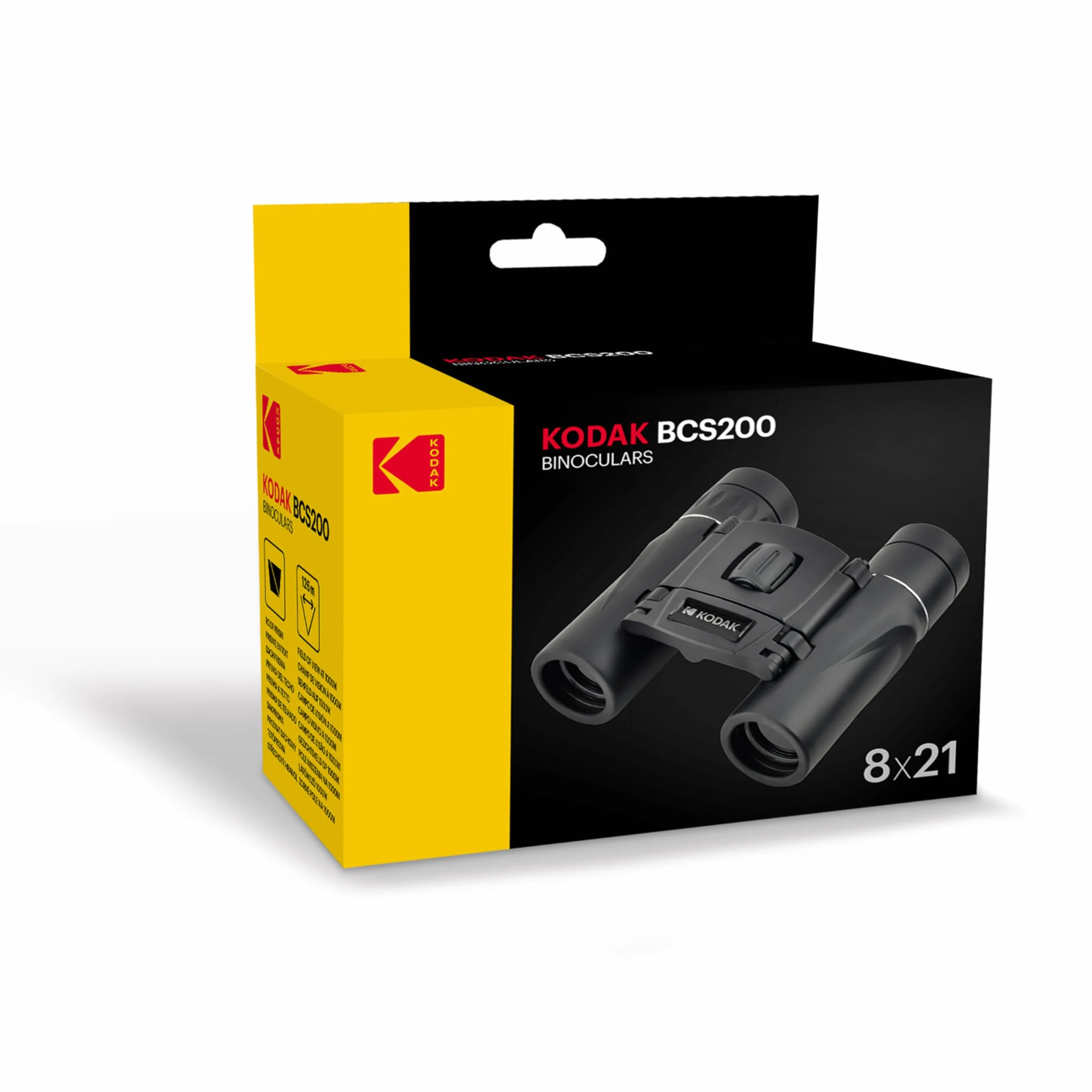 KODAK BCS200 Kompaktowa Lornetka 8x, Pole Widzenia 126m/1000m, Pasek i Etui Transportowe w Zestawie, Idealna do Obserwacji Przyrody, Ptaków i Koncertów - Czarna