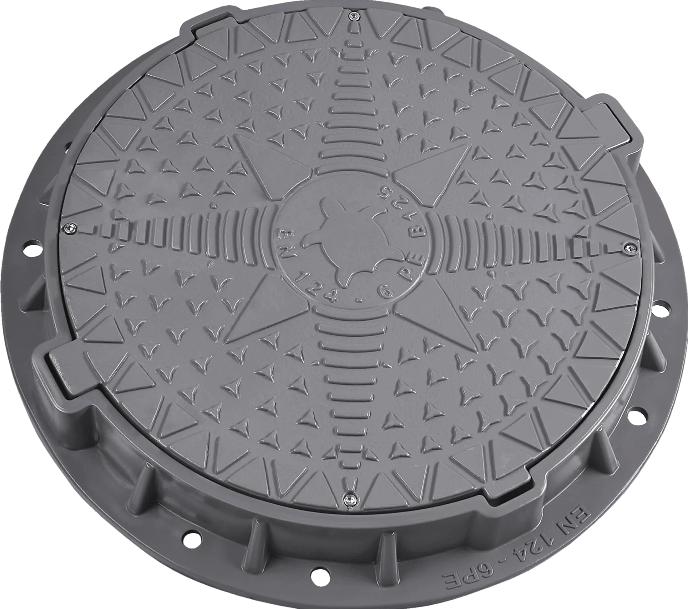 BABYLONPLAST Pokrywa włazu Ø 600/800, obciążenie do 12,5 t (125 kN), tworzywo sztuczne, okrągła pokrywa włazu do kanału B125, obciążalność na mróz i wysoką temperaturę, system bezpieczeństwa EN - 124