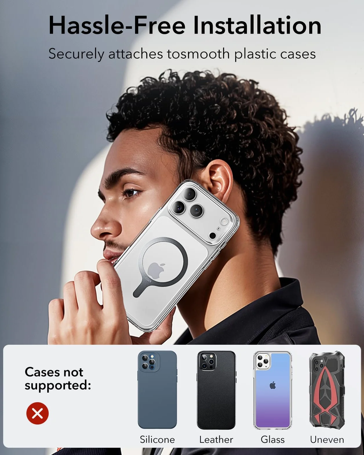 ESR MagSafe metalowy pierścień magnetyczny zestaw konwersji ładowarki bezprzewodowej do iPhone 17 16 16e 15 Galaxy S25 Google Pixel 10