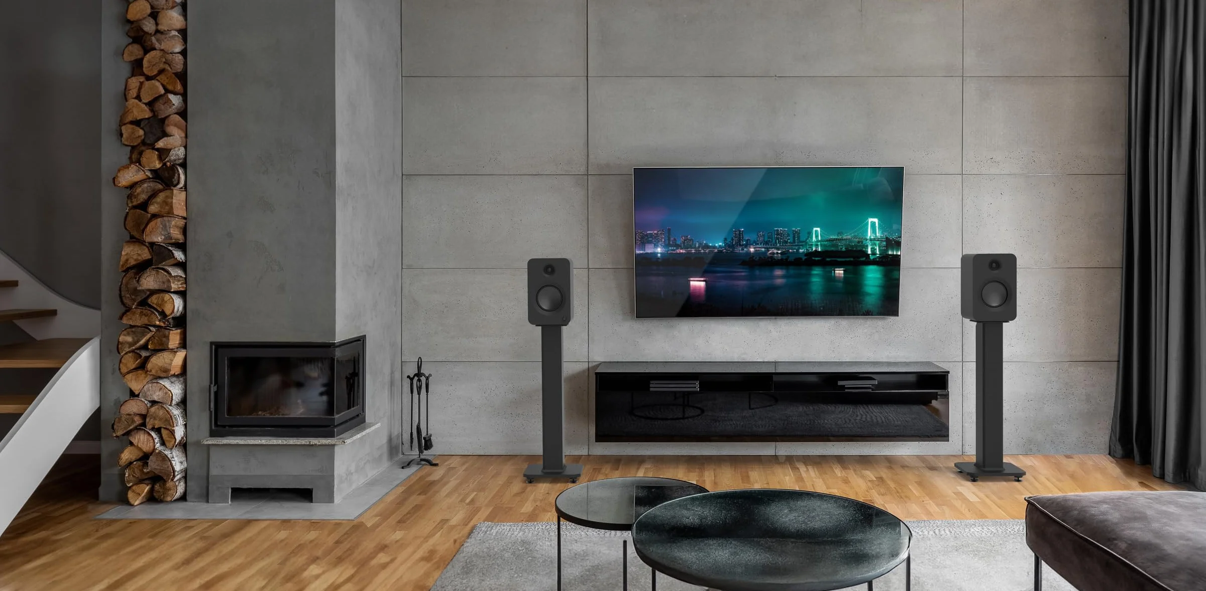 Kanto REN 200W Powered Speaker System HDMI ARC TV Home Theater USB-C Bluetooth 5.3 Black Matte