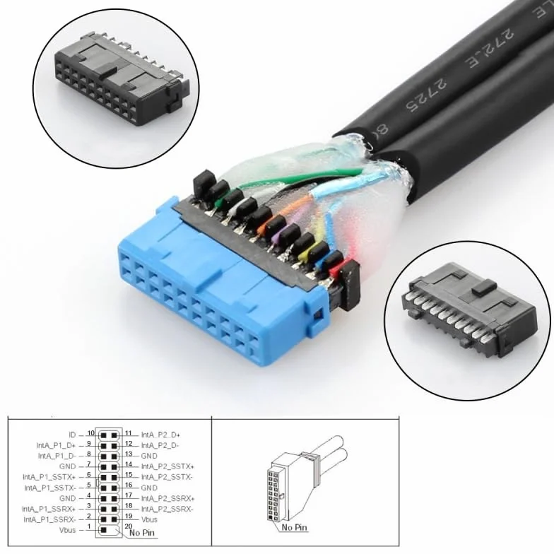 CY Karta Header USB 3.0 20Pin Type-E Adapter Rozdzielacz HUB 5 Gb/s