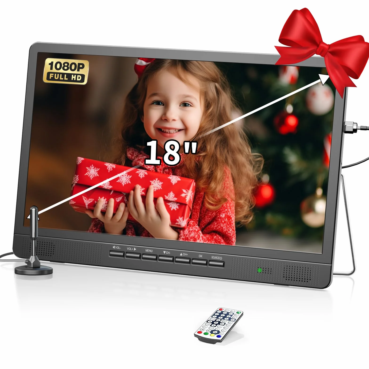 Desobry Przenośny telewizor 18 Mini LCD TV DVB/T2 HD 1080P 12V