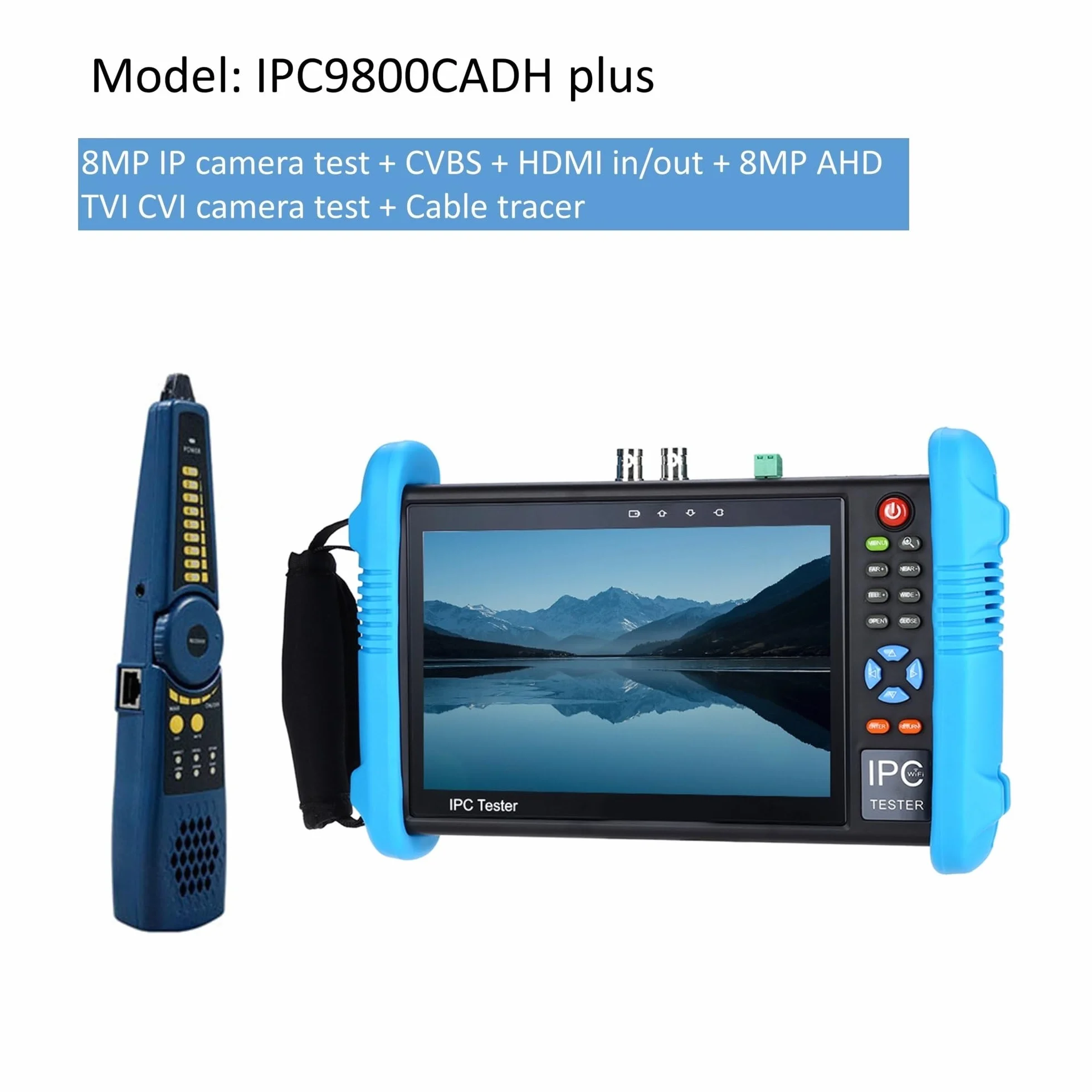 Tester CCTV, IPC9800 4K 8MP CVI TVI AHD SDI | Z Analogowy tester kamery IP Wielofunkcyjne profesjonalne narzędzie testowe Monitor testera do testowania kamer CCTV i IP.