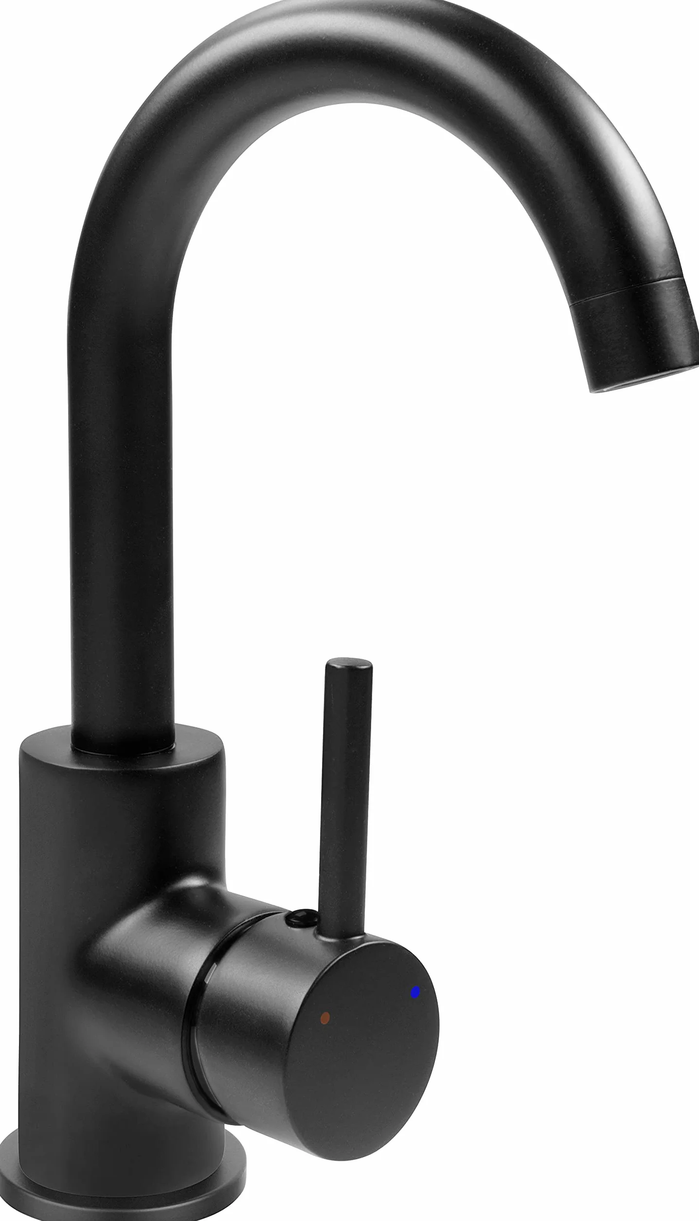 Cornat Armatura jednouchwytowa do umywalki "Noir" - Black Edition - matowy czarny korpus z mosiądzu - bezproblemowe mocowanie uchwytu - z zaworem odpływowym/kranem do łazienki/umywalki / NERSH1