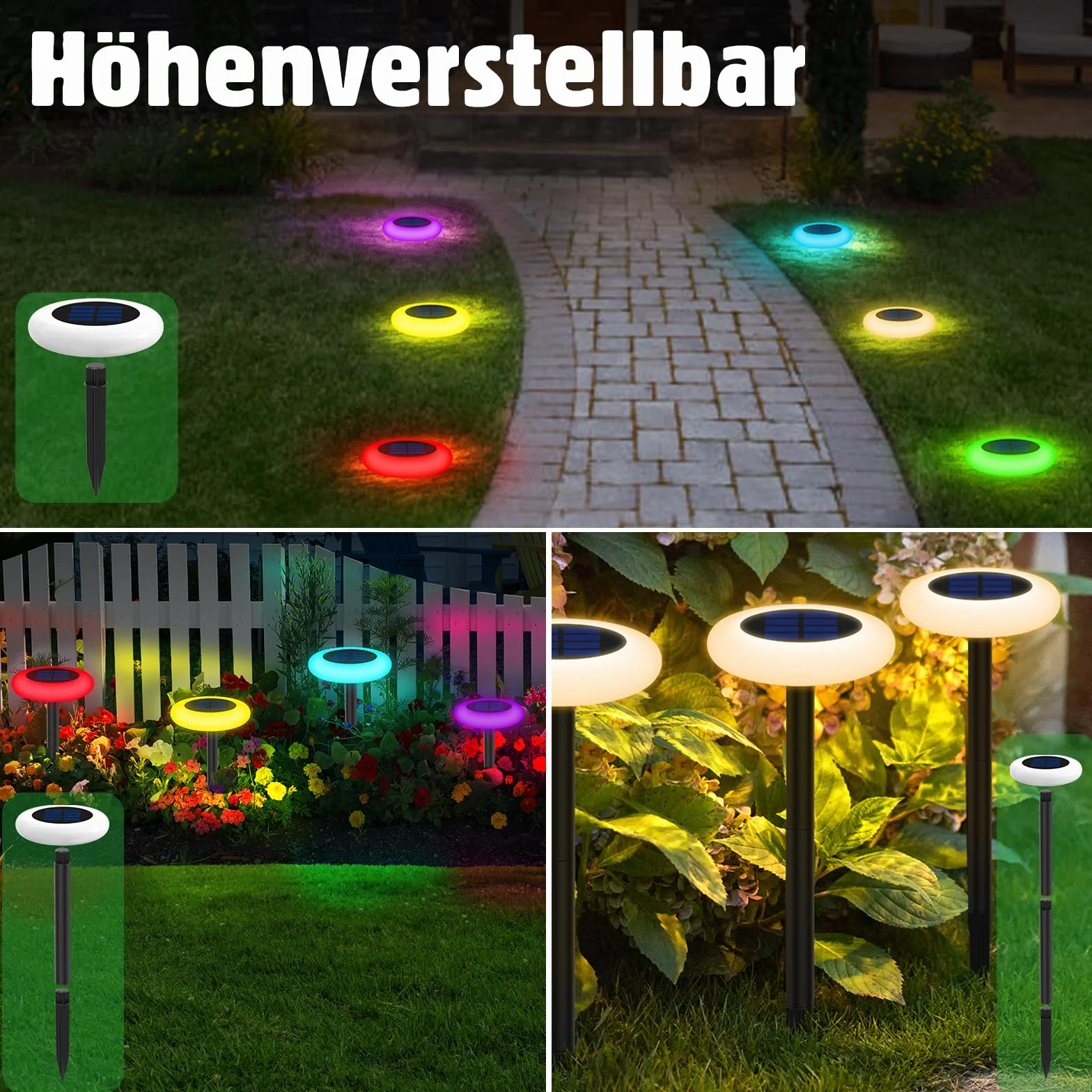 INTELAMP Lampy solarne do ogrodu, 6 sztuk, solarne lampy ogrodowe z pilotem zdalnego sterowania, jasność i kolor, programowalne, solarne oświetlenie ogrodowe do ogrodu, ścieżki, basenu, podwórza,