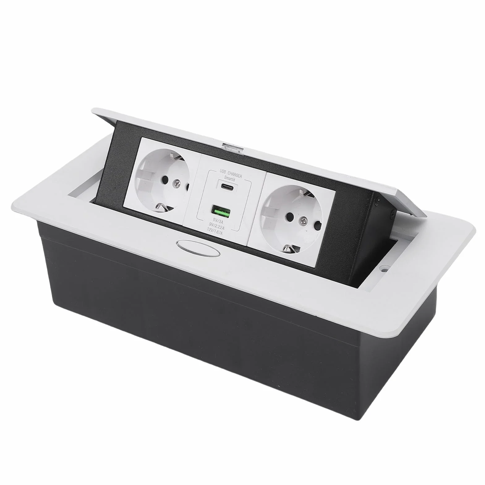 Generic Wpuszczana Skrzynka Gniazdkowa do Komputerów Stacjonarnych Wodoodporny Koncentrator Zasilający Elegancki 2-bolcowy i Gniazdo USB Typu C do Domowego Biura, Matowobiały
