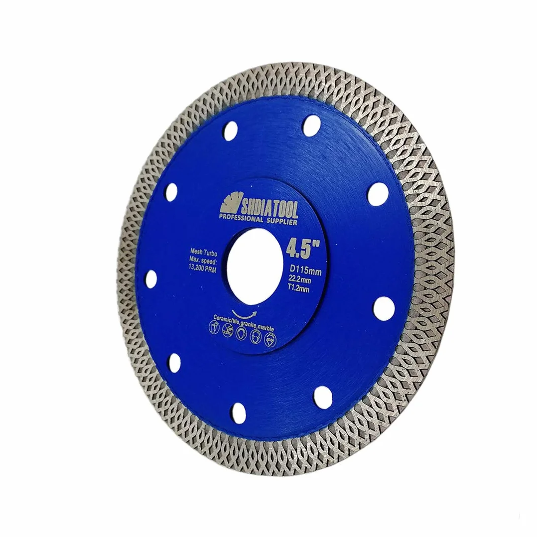 SHDIATOOL Diamentowa tarcza tnąca X siatka Turbo obręcz segment tłoczony na gorąco spiekany brzeszczot do płytek marmuru średnica 115 mm opakowanie 5 sztuk