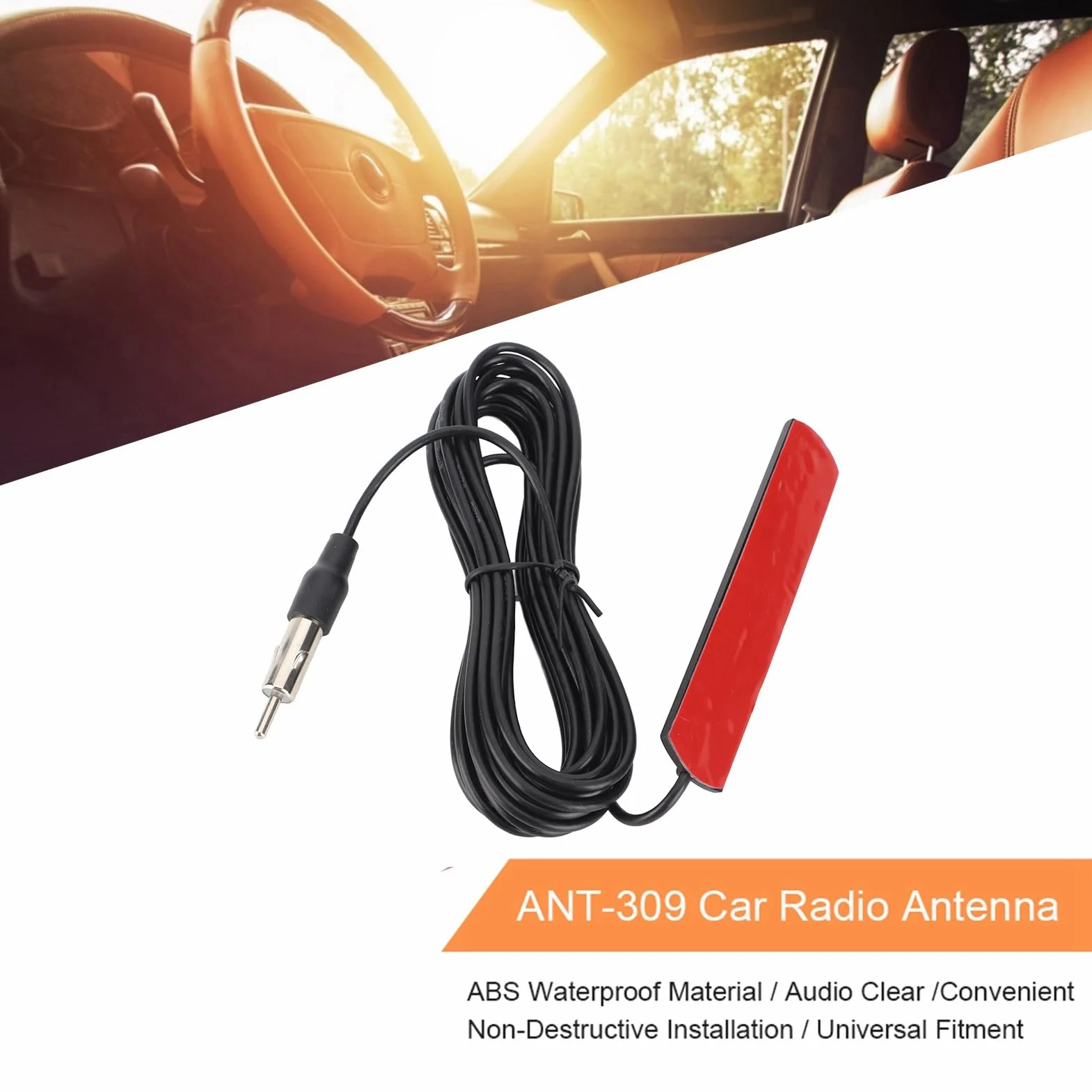 Uniwersalna antena FM do radia samochodowego kabel 5 m