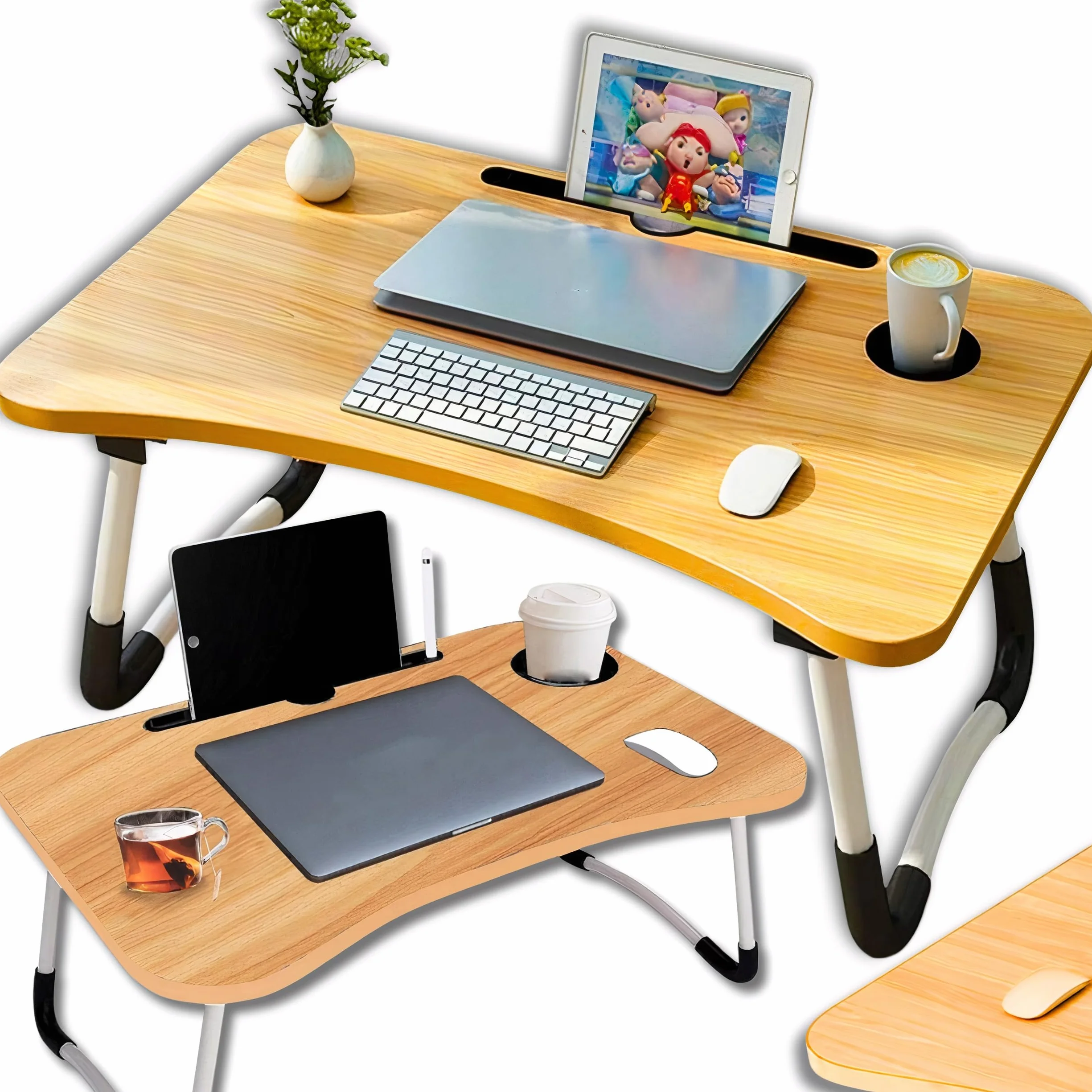Składany Stojak na Laptop 60x40 cm Drewno