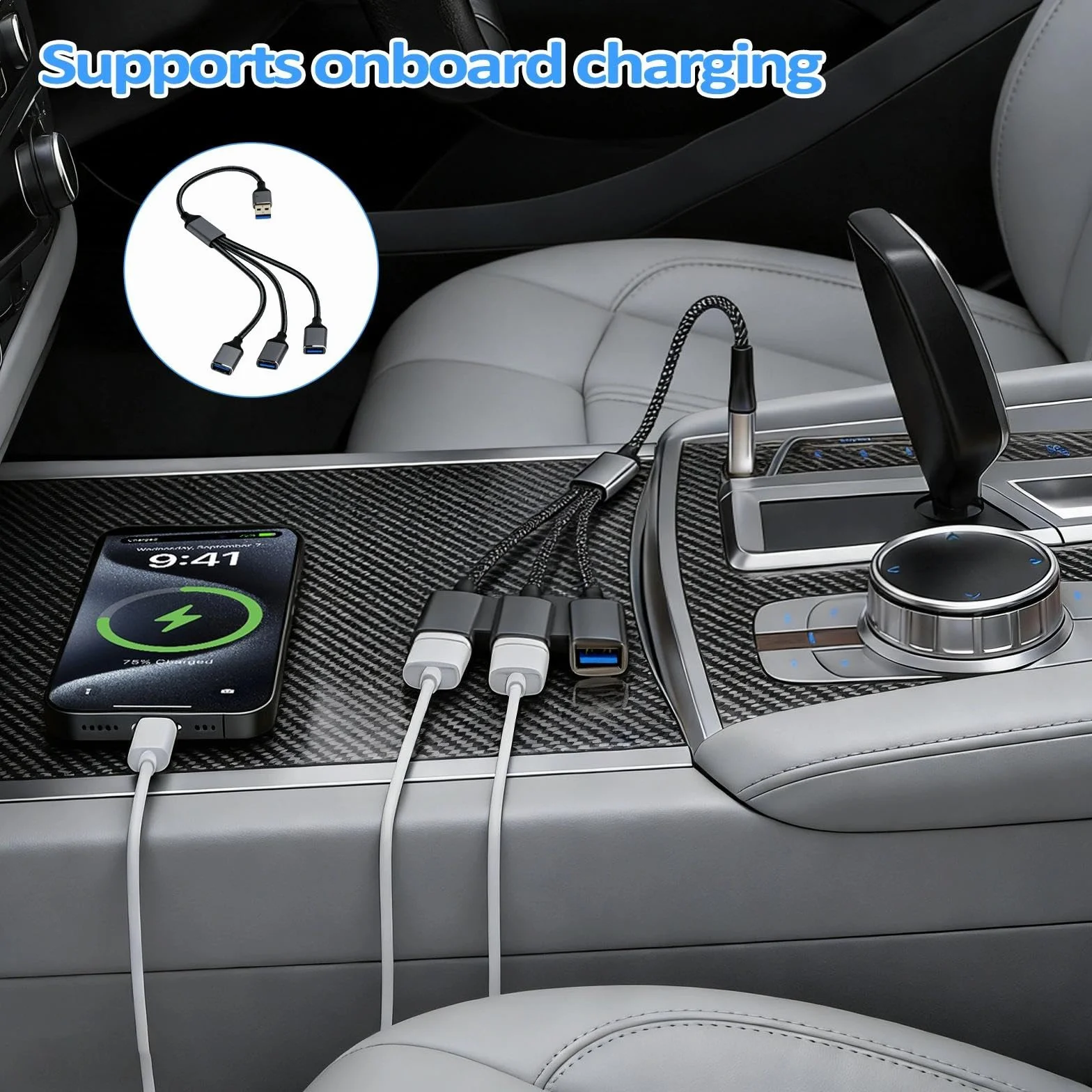 HENGBIRD Rozdzielacz USB 1 do 3, rozdzielacz z OTG do laptopa, samochodu, PC, rozdzielacza USB C, 3-portowy adapter do transmisji danych i ładowania, kompatybilny z Mac iPhone Android