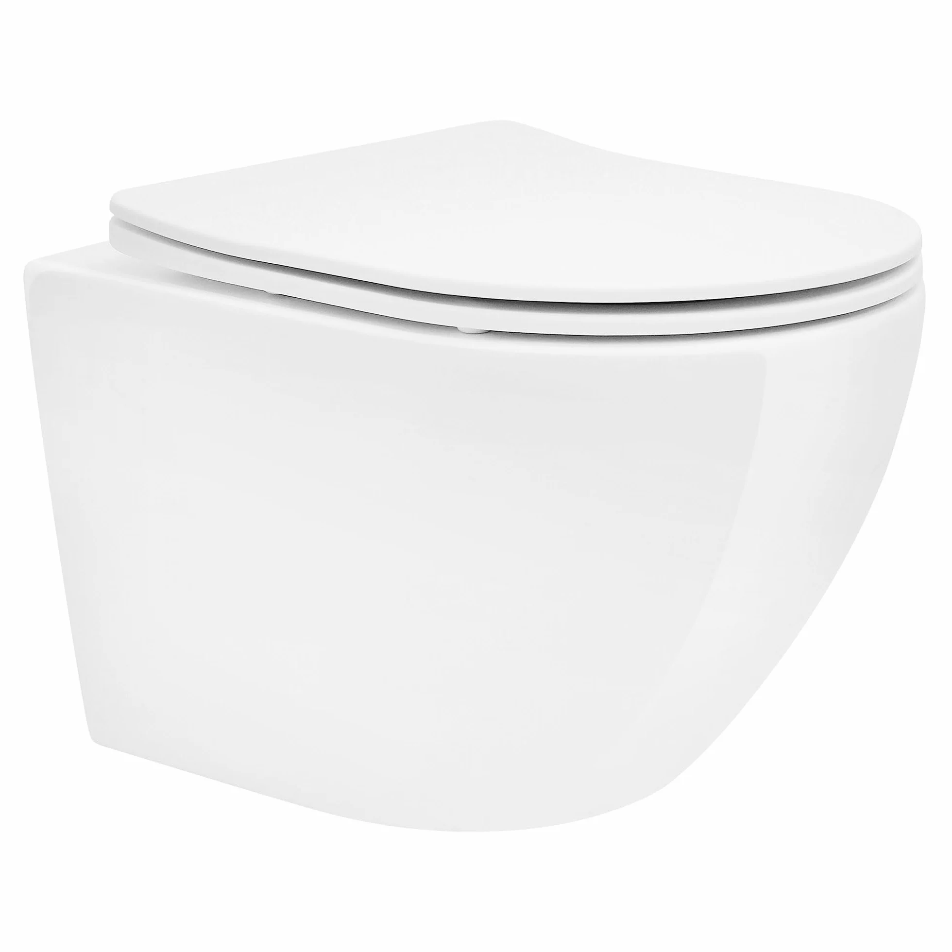 ECD Germany Rimless Toaleta wiszaca kompaktowa 49cm z powloka nano w odcieniu blyszczacej bieli ceramiczna miska z powloka antybakteryjna zdejmowana deska duroplastu z funkcja samoczynnego opuszczania