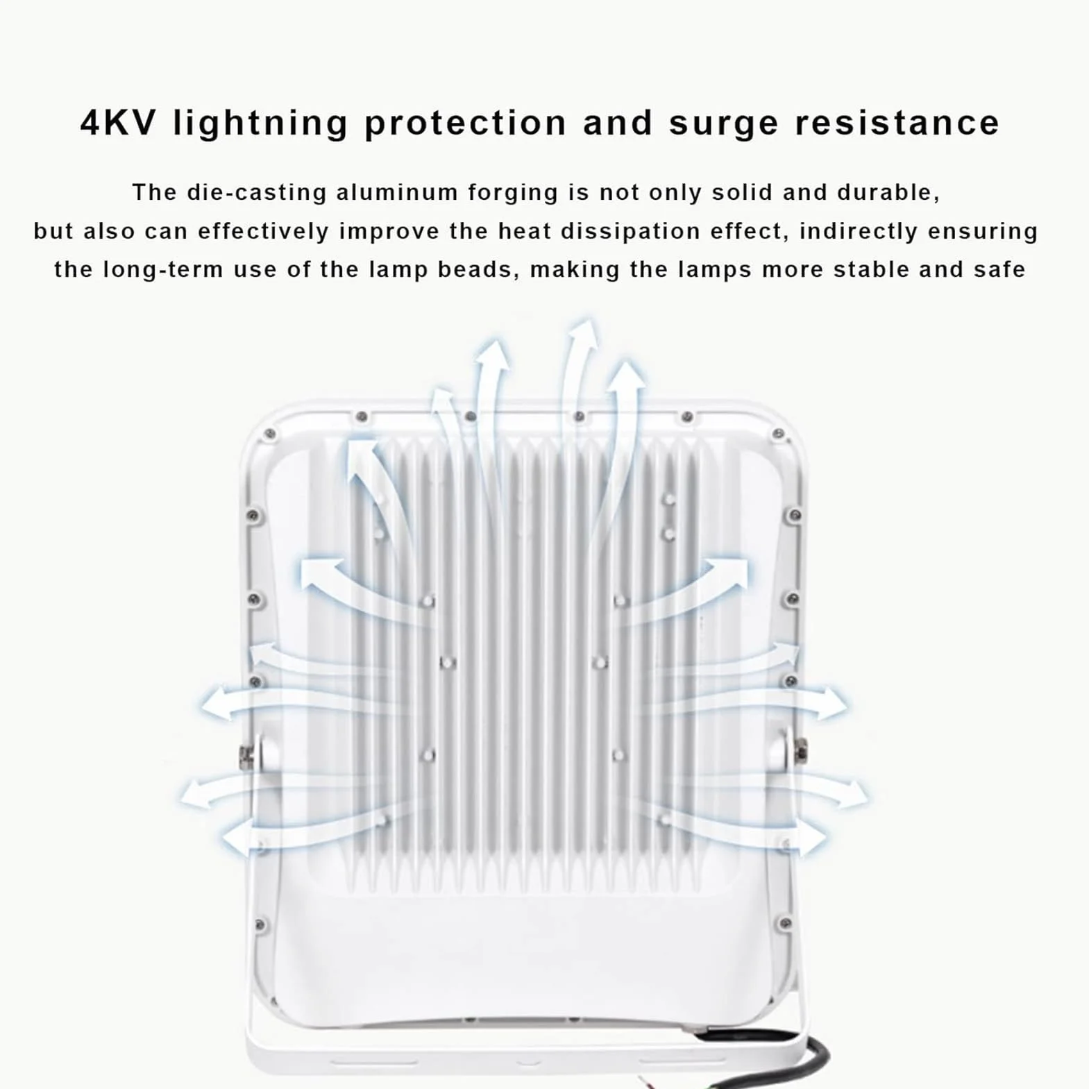 lampy solarne, Ochrona przed przepięciami i piorunami IP66 4KV, zewnętrzne białe oświetlenie robocze do ogrodu garaży(150W)