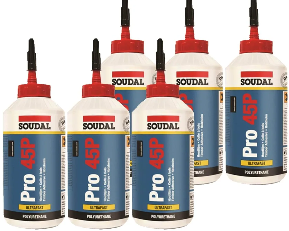 6x Soudal klej do drewna Pro 45P klej poliuretanowy wodoodporny klej poliuretanowy klej D4 750 ml