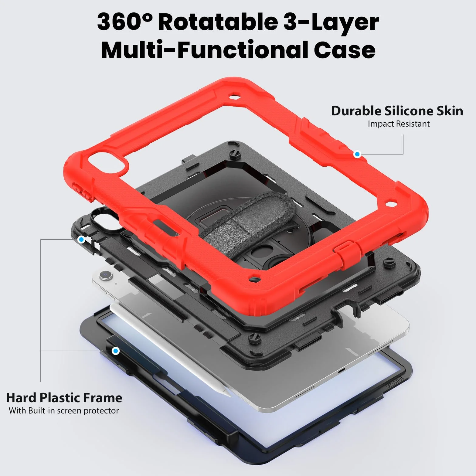 Etui 4 w 1 do Apple iPad Air 11 2024 M2 11 cali os?ona zewn?trzna ochrona + stojak + pasek do noszenia
