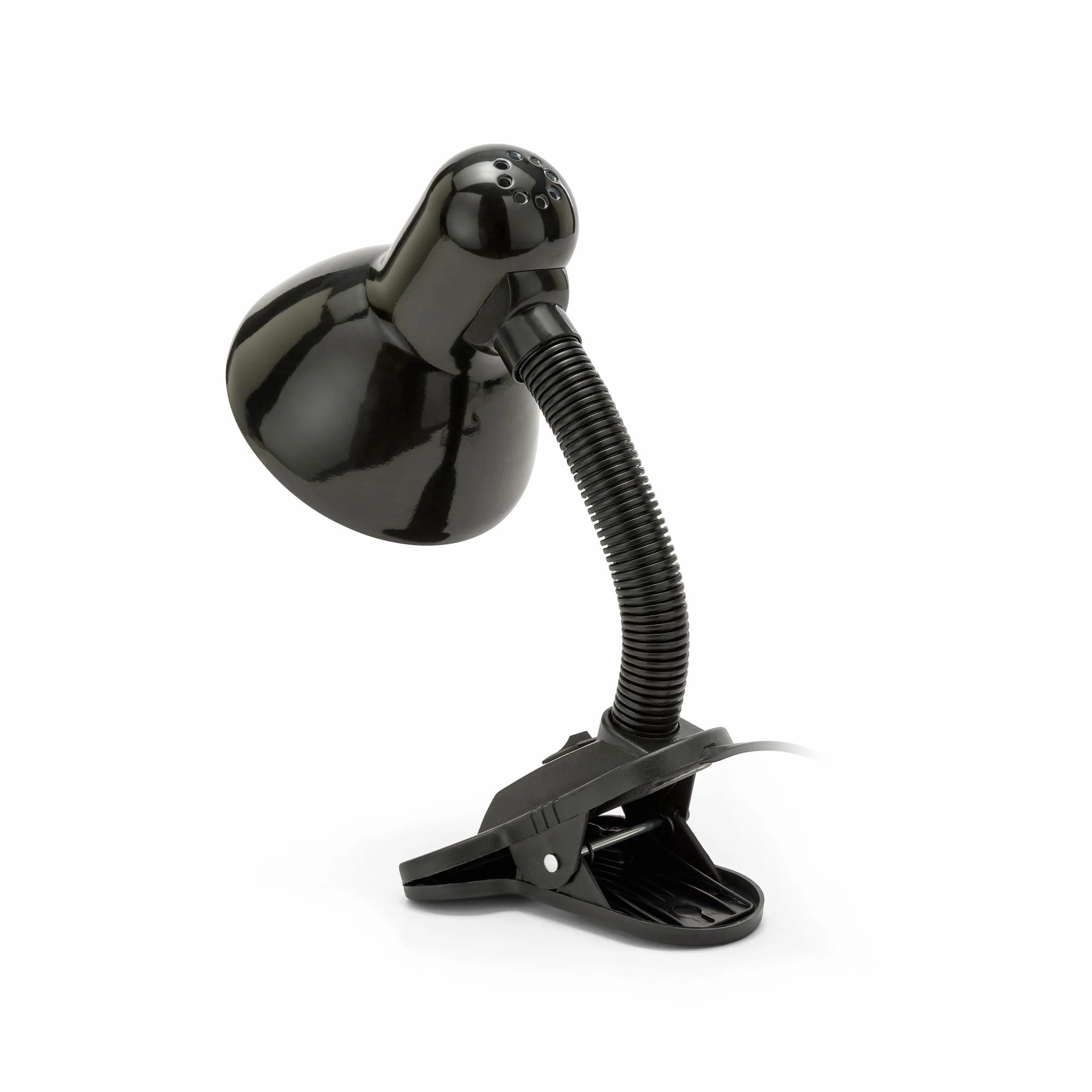 Velamp Lampa z klipsem, E27, kompatybilna z LED, elastyczne ramię, z kablem i przełącznikiem, do pokoju dziecięcego, biurka, metalu, 6 W, czarna