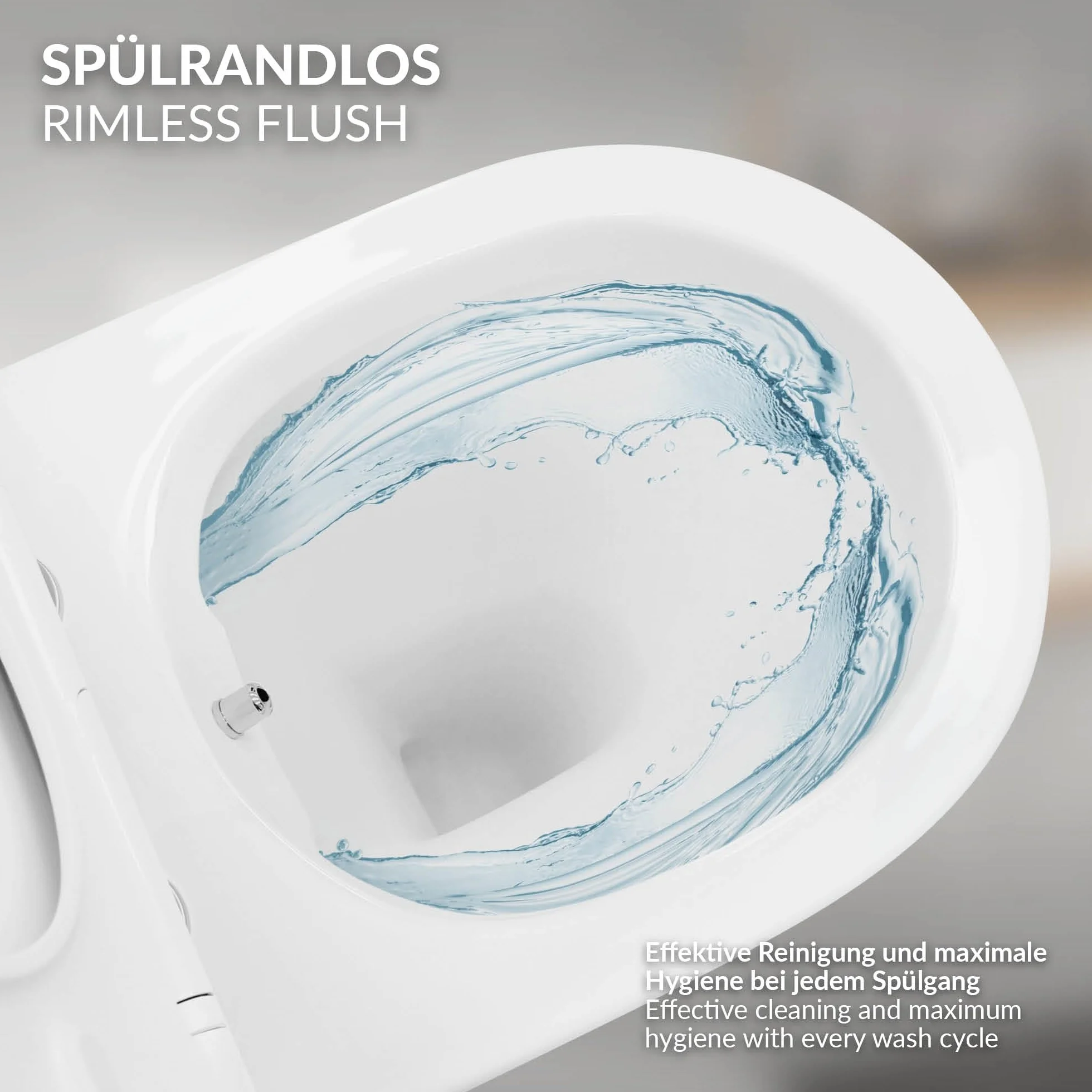 LuxeBath Toaleta podwieszana bez kolnierza kompaktowa 49 cm biala z funkcja bidetu powloka nano ceramiczna z wyjmowana deska Duroplast z wolnym opadaniem efekt lotosu latwa w utrzymaniu czystosci