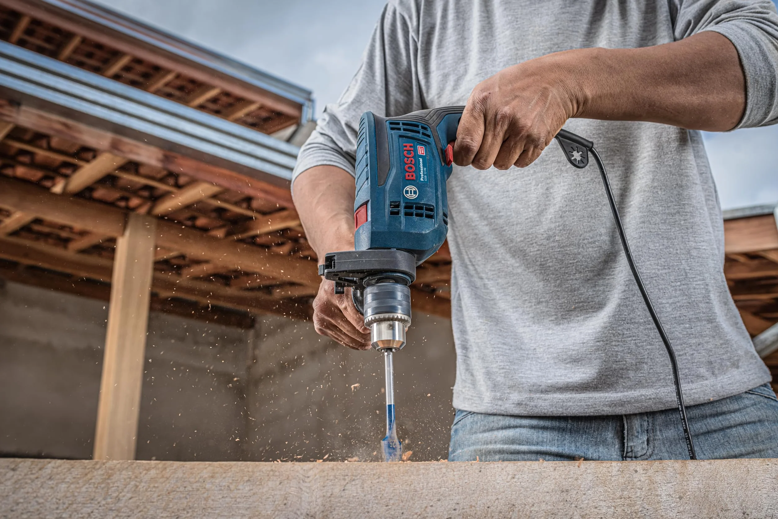 Bosch Professional: wiertarka udarowa GSB 13 RE (600 W, ogranicznik głębokości 210 mm, szybkozaciskowy uchwyt wiertarski 13 mm)