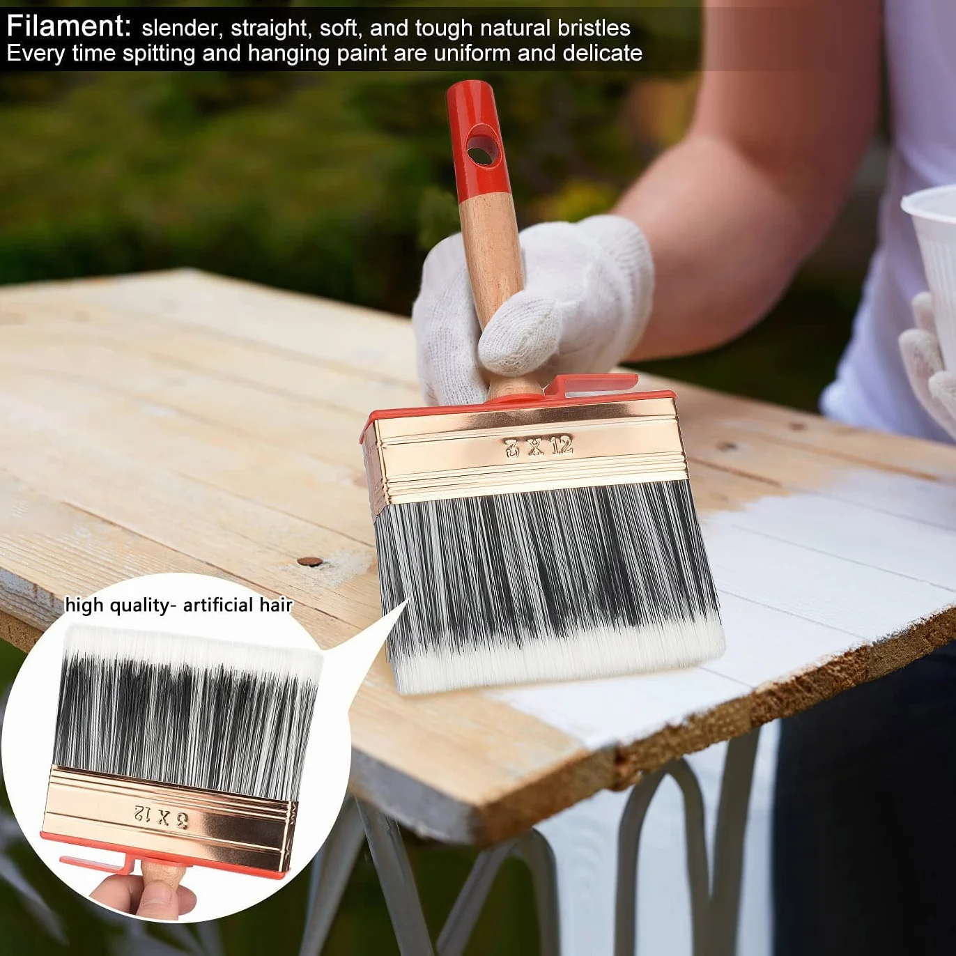 Pędzel do dużych powierzchni drewniany do malowania lasurą z drewnianym uchwytem 30 x 120 mm 1 sztuka