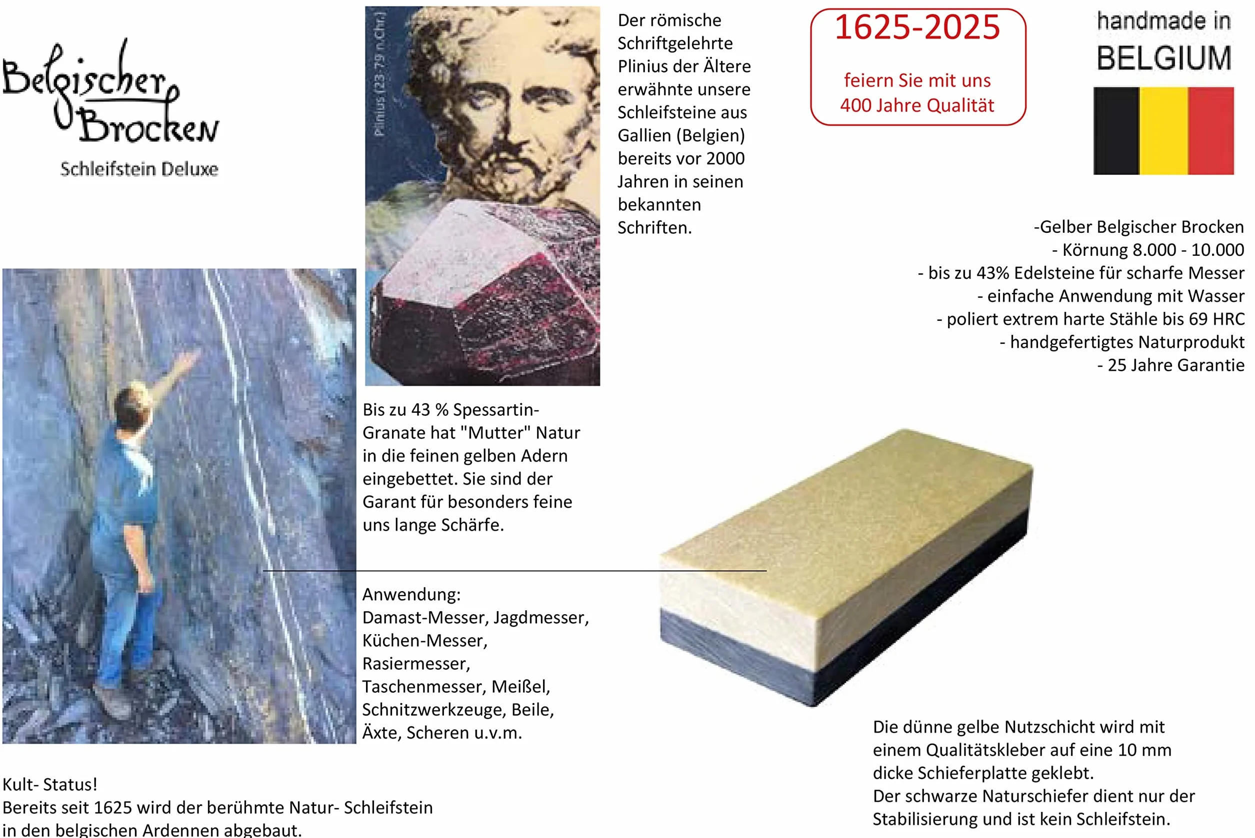 Żelber belgijski oryginalny, kamień szlifierski do noży i narzędzi, ostrzałka do noży 150 x 40 mm, ziarnistość do 8000, kamień do bardzo delikatnego szlifowania – skuteczny i precyzyjny